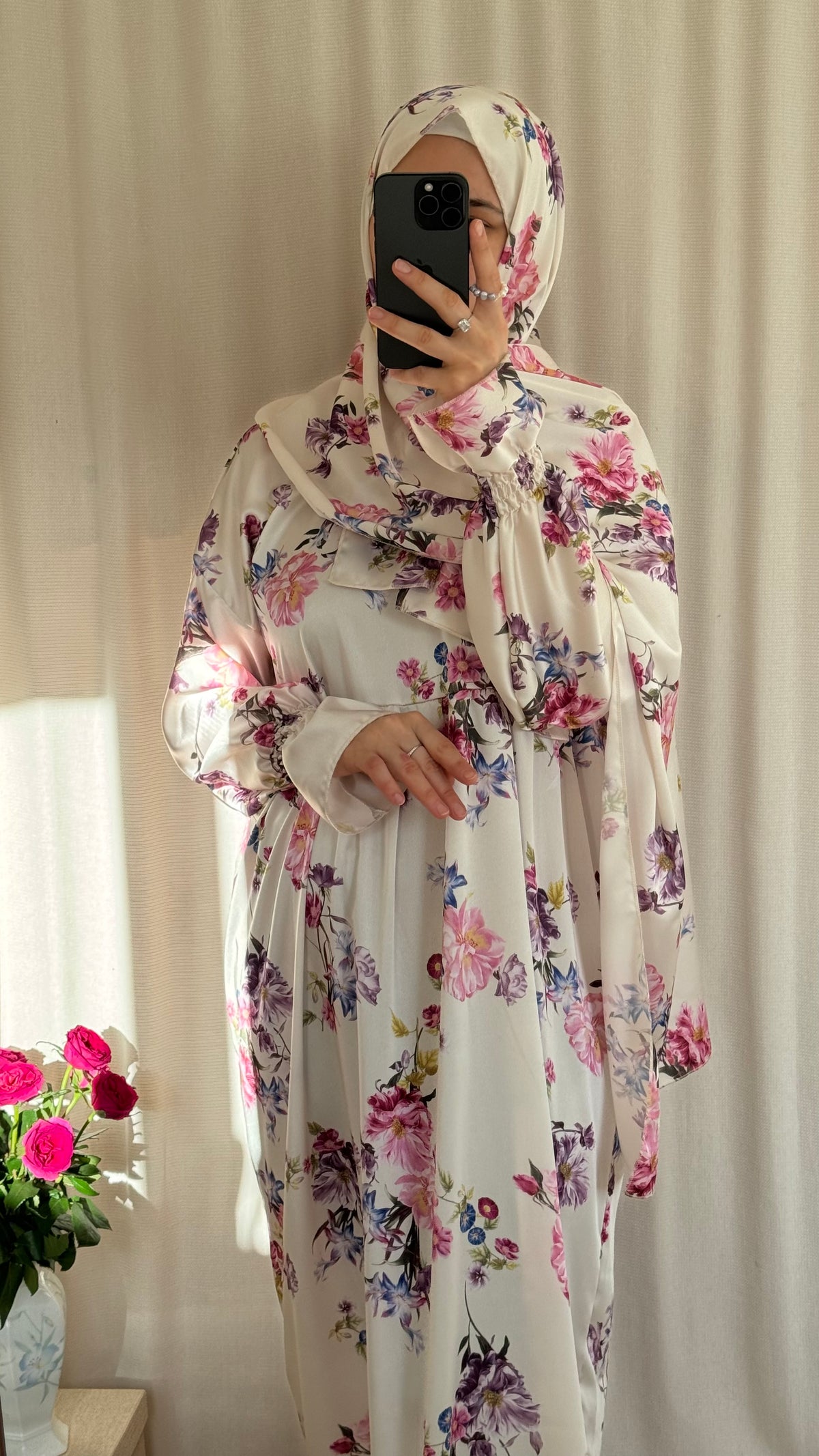 Soft Silk Prayer Dress for Muslim Women with Hijab