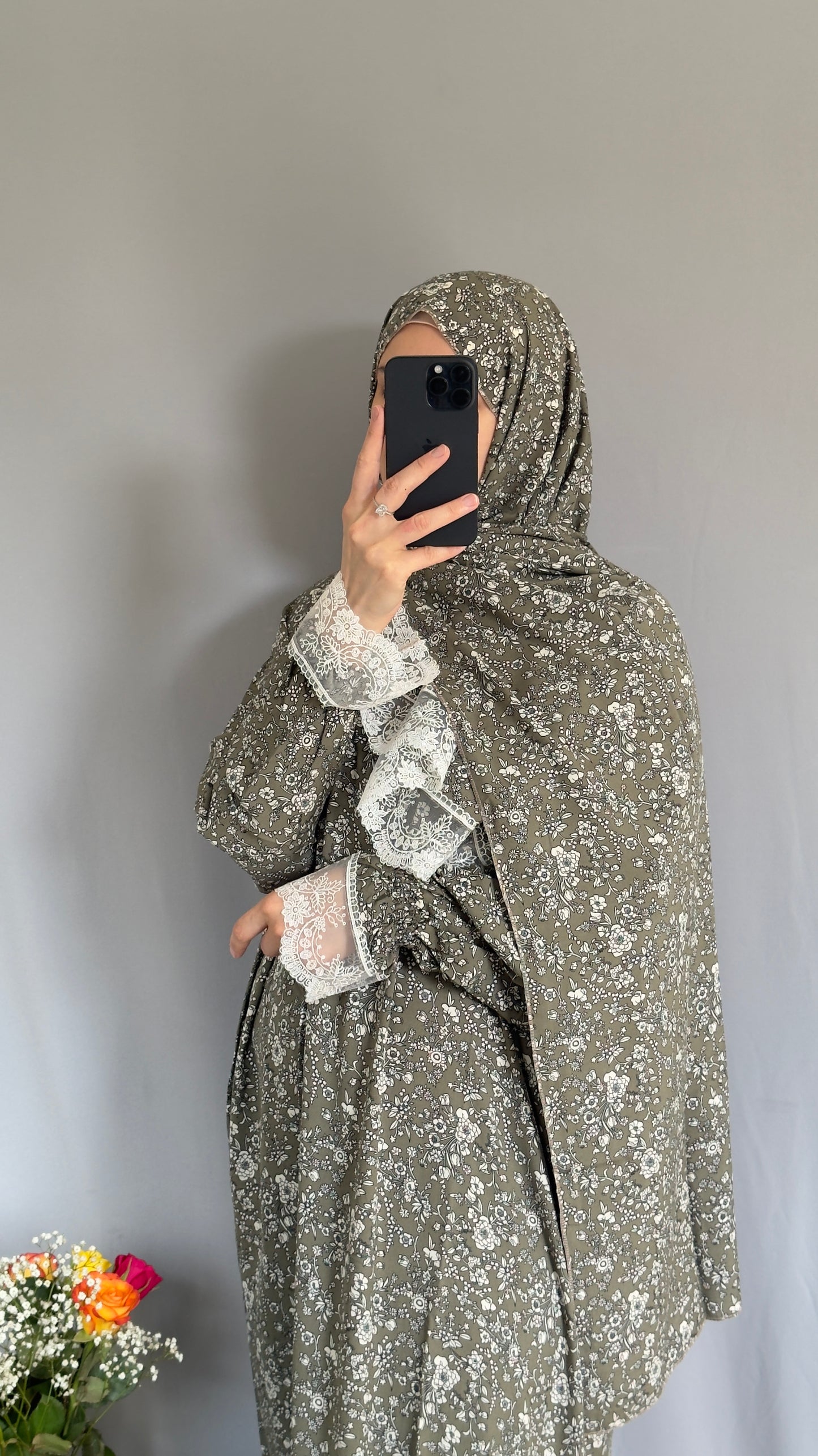 Olive Green Cotton Prayer Dress, Prayer clothes for women, Islamic Prayer dress, Prayer Outfit, Prayer Set, Prayer Hijab, Salah dress, Islamic Gift, Muslim clothing, Prayer abaya