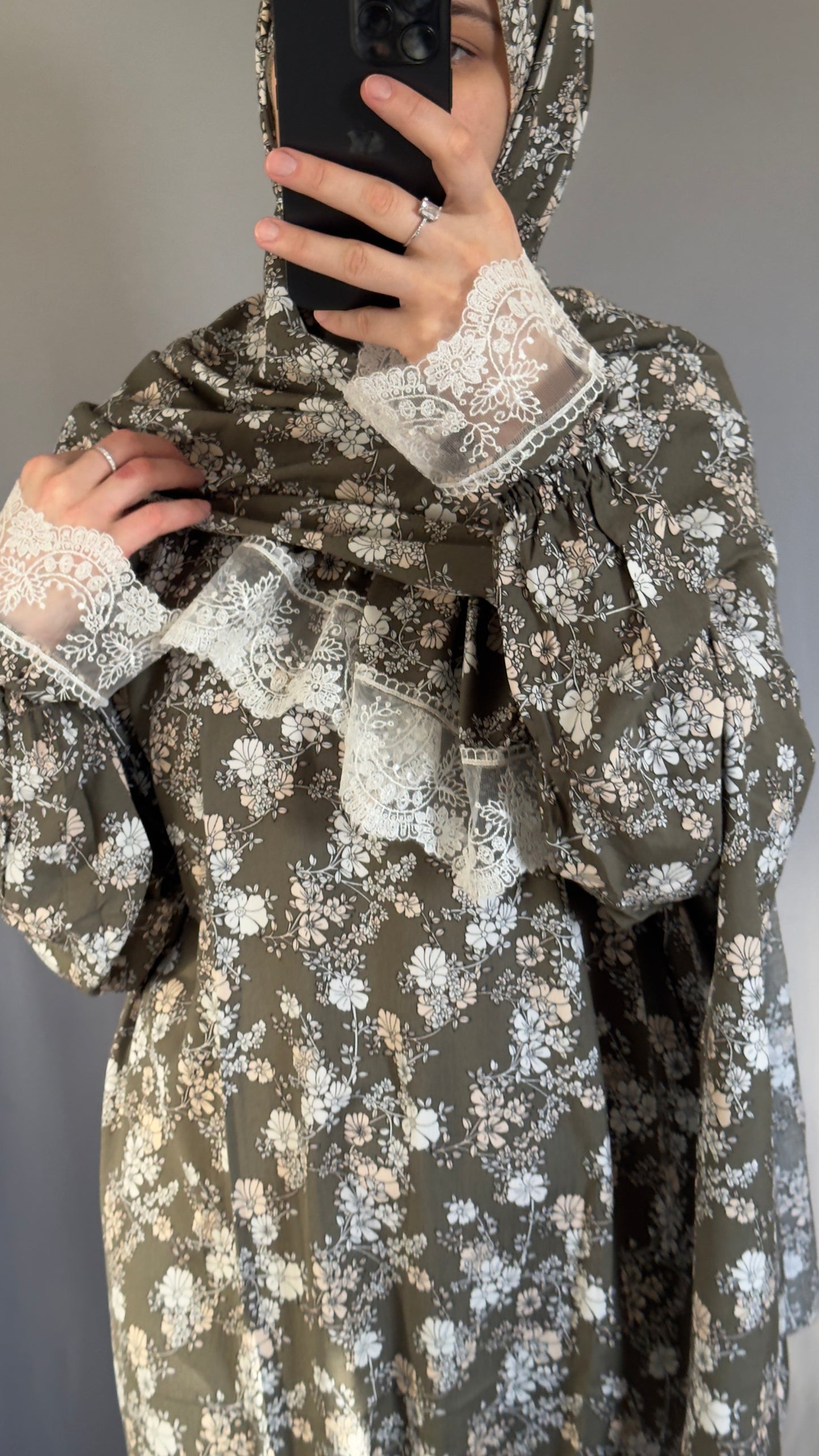 Olive Green Cotton Prayer Dress, Prayer clothes for women, Islamic Prayer dress, Prayer Outfit, Prayer Set, Prayer Hijab, Salah dress, Islamic Gift, Muslim clothing, Prayer abaya