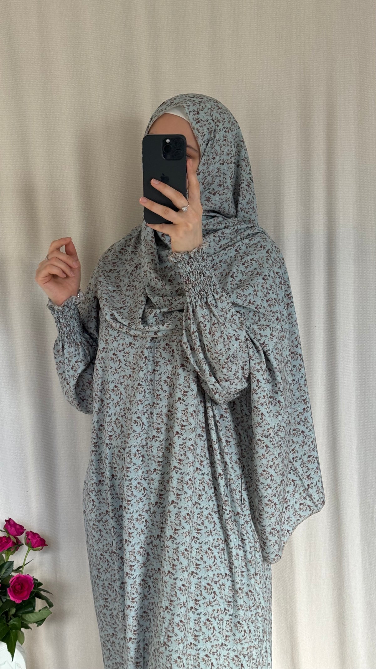 Blue Prayer Dress with Attached and Separate Hijab | Full Coverage Salah Dress for Namaz |
Breathable Cotton Salah Dress in 3 width Size | Islamic Prayer Clothes