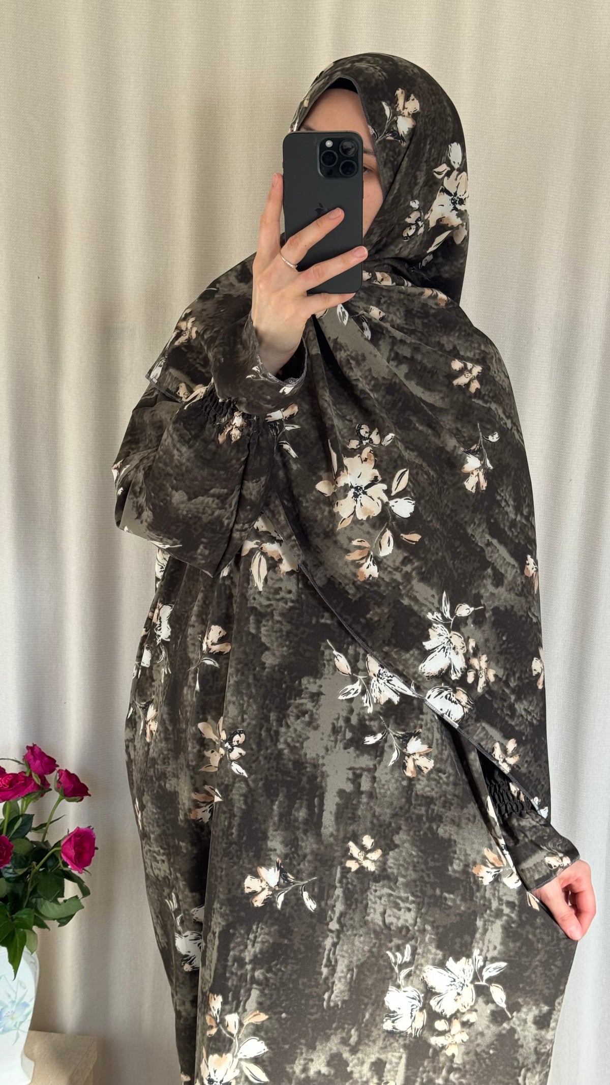 Grey Prayer Dress with Attached and Separate Hijab | Full Coverage Salah Dress for Namaz |
Salah Dress in 3 width Size | Lightweight Prayer Abaya