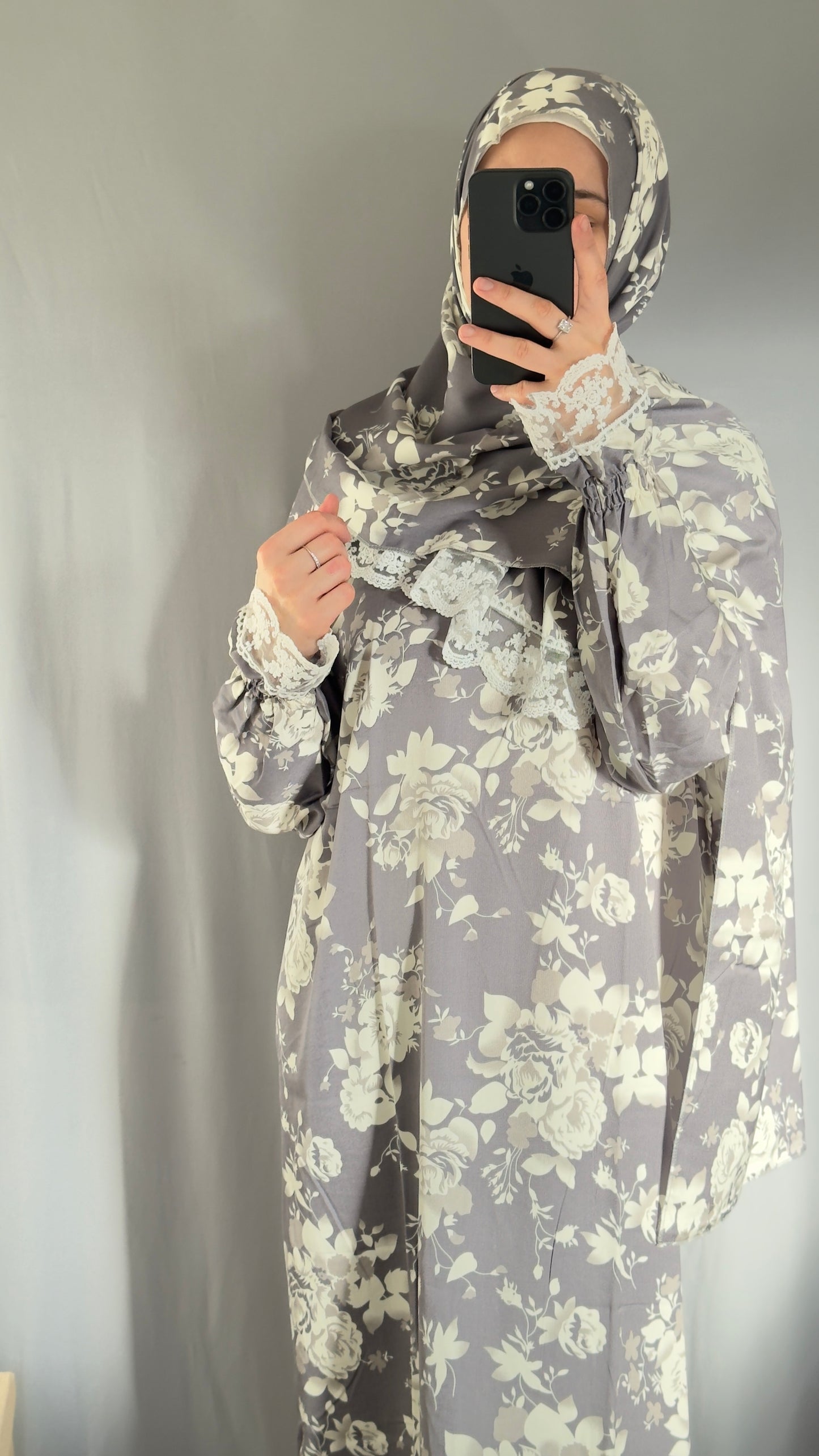 Grey Cotton Prayer Dress, Prayer clothes for women, Islamic Prayer dress, Prayer Outfit, Prayer Set, Prayer Hijab, Salah dress, Islamic Gift, Muslim clothing, Prayer abaya, Ramadan Dress