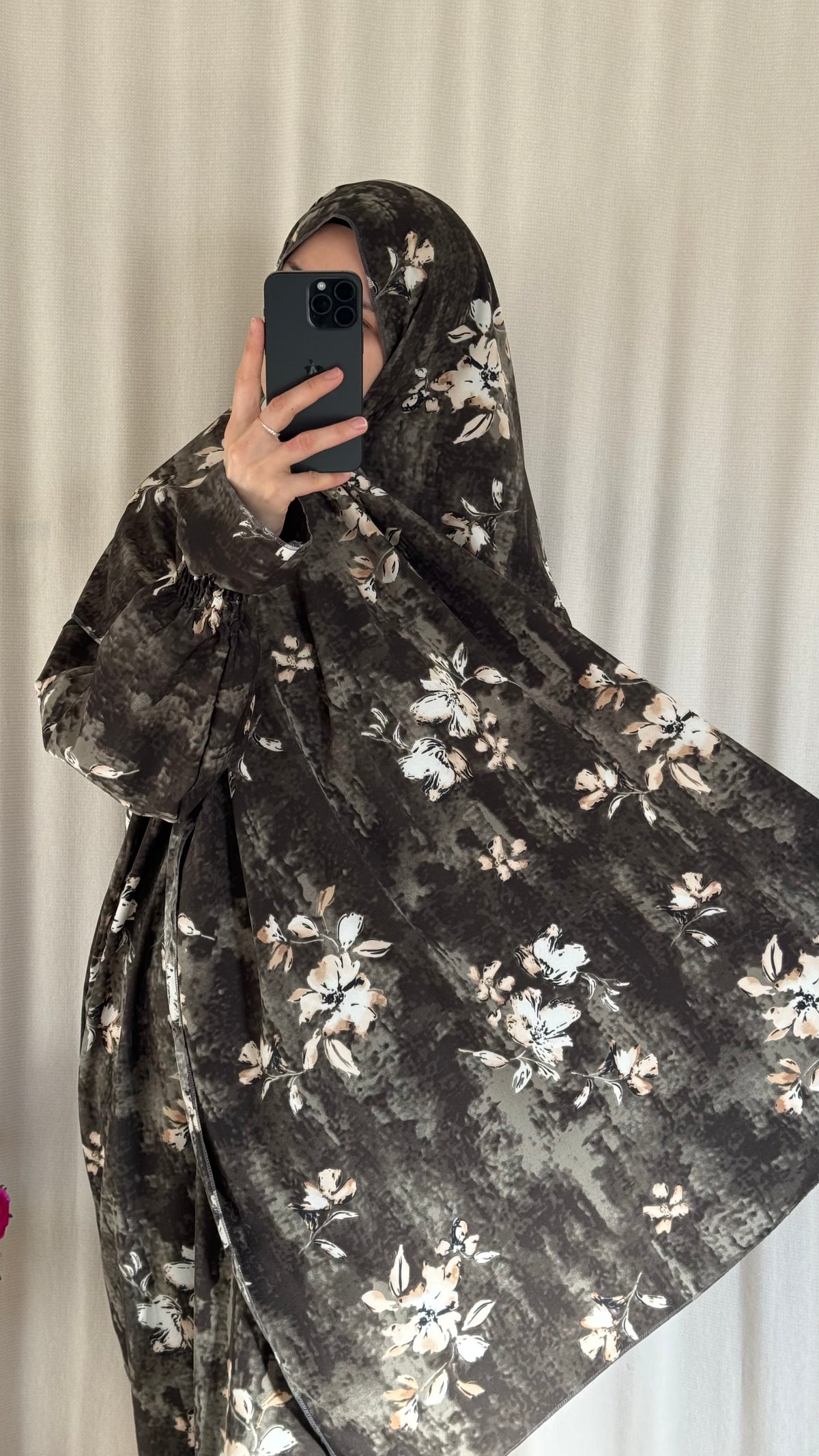 Grey Prayer Dress with Attached and Separate Hijab | Full Coverage Salah Dress for Namaz |
Salah Dress in 3 width Size | Lightweight Prayer Abaya