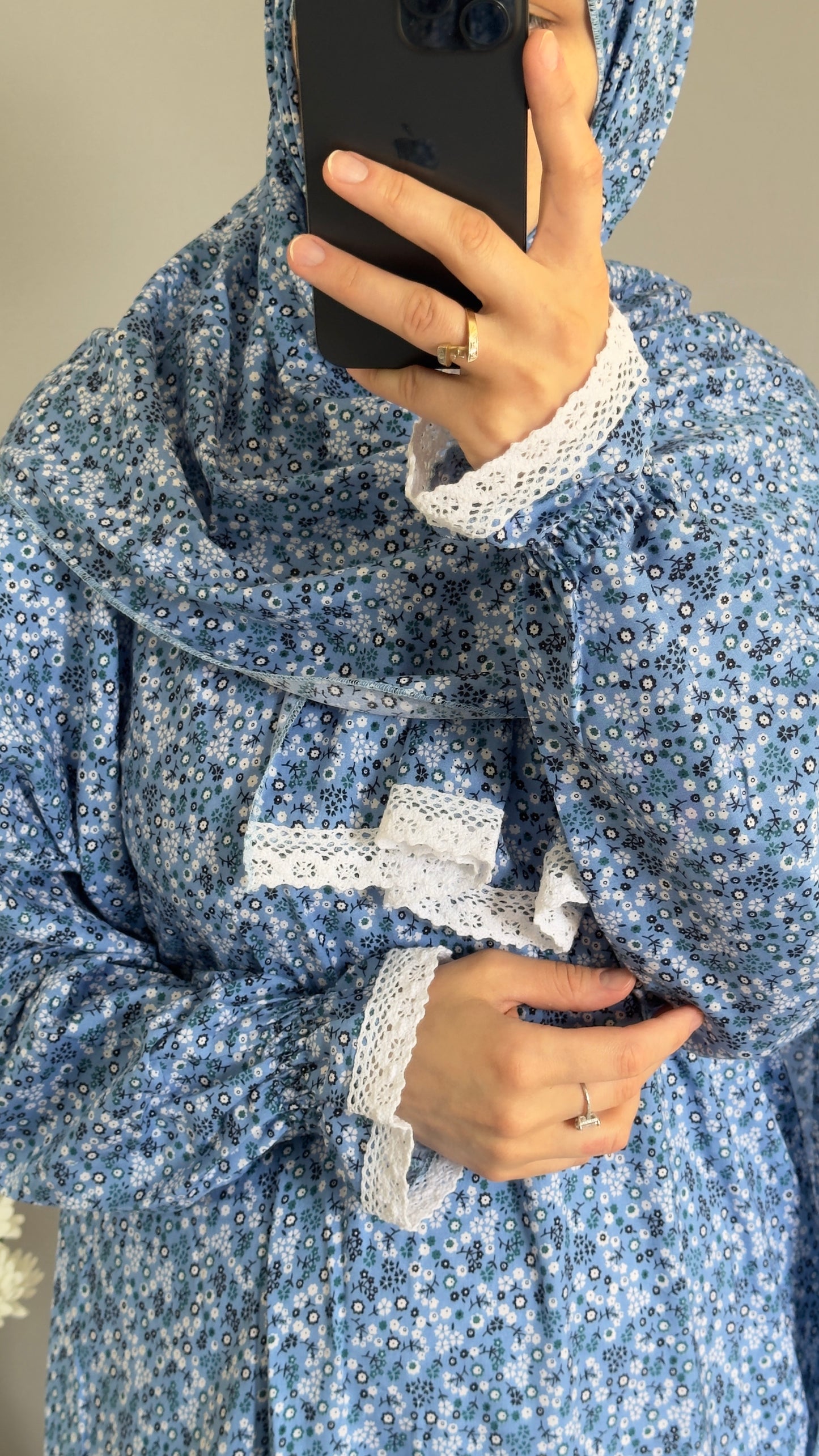 Blue Prayer Dress / Prayer Abaya / muslim one piece prayer garment / Modest prayer outfit / Travel-friendly prayer dress / One-size prayer garmen / Hijab-friendly dress for prayer / Prayer Dress with attached Hijab / Salah clothes