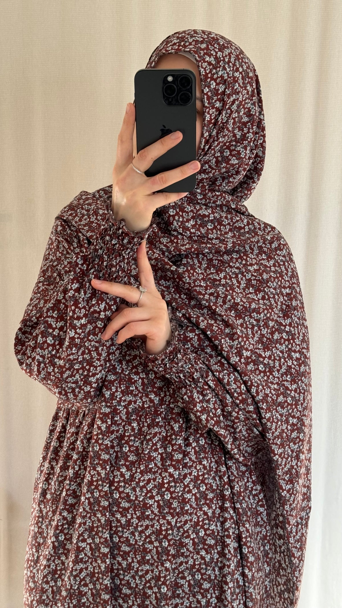 Brown Cotton Prayer Dress - with gathers under chest (Copy)