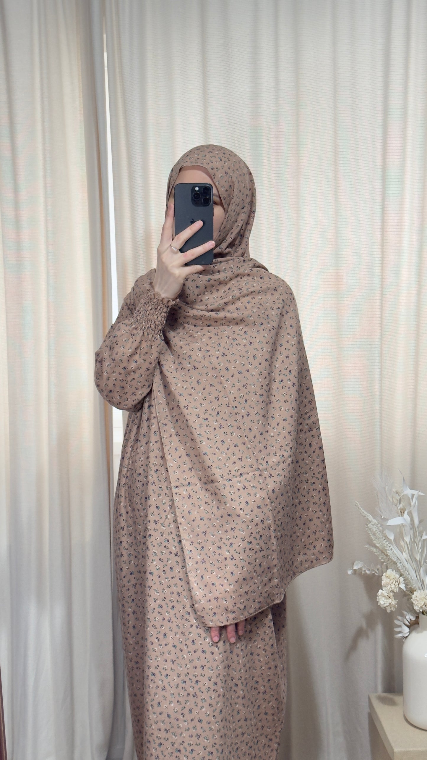 Beige Pink Prayer Dress / Overhead Abaya / Prayer Abaya Set / Prayer Dress for Woman / Prayer Clothes Muslim / Prayer Gown / Prayer Outfit/ Salah Dress / Namaz Dress