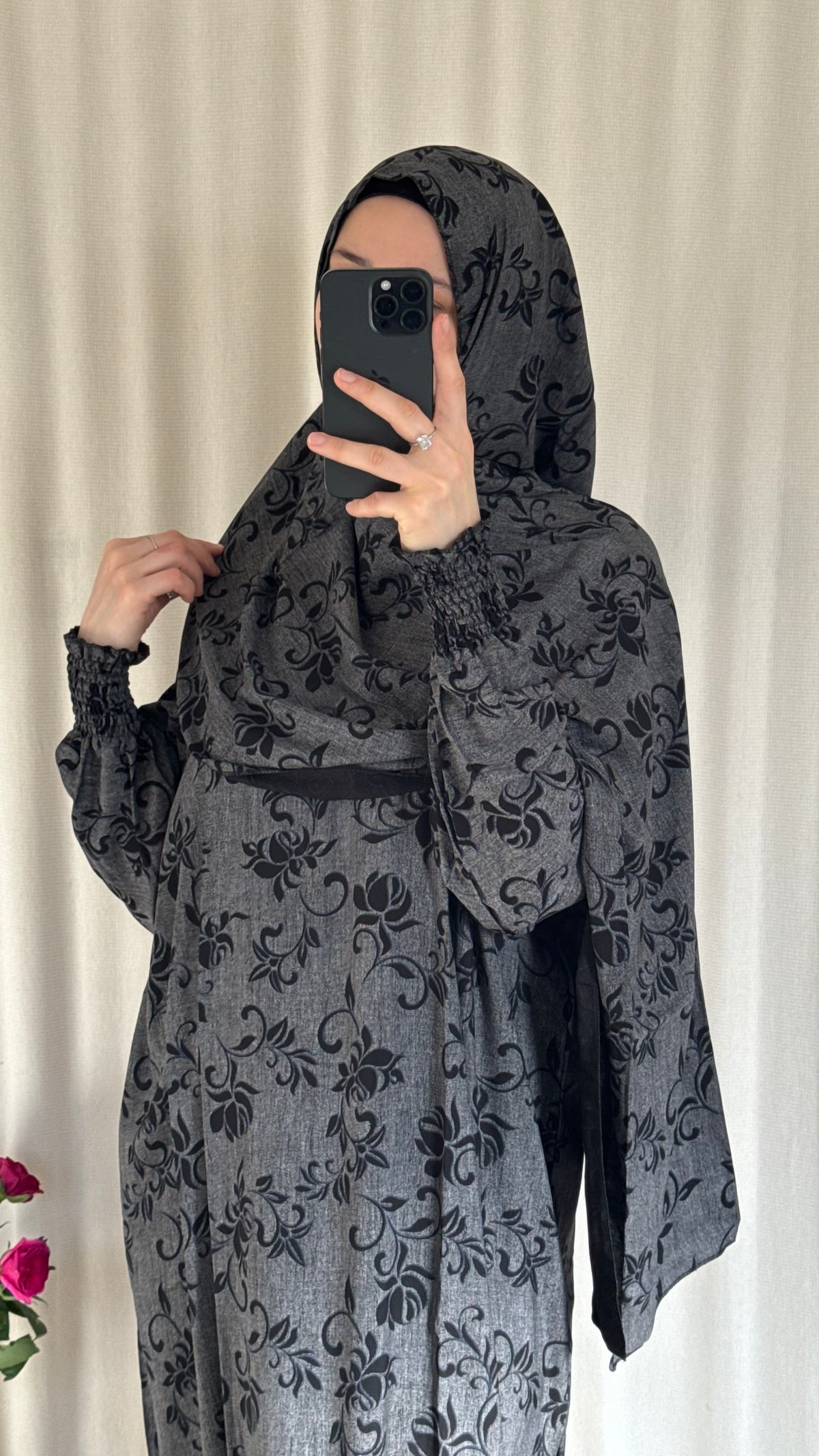 Grey Prayer Dress with Attached and Separate Hijab | Full Coverage Salah Dress for Namaz |
Breathable Cotton Salah Dress in 3 width Size | Lightweight Prayer Abaya