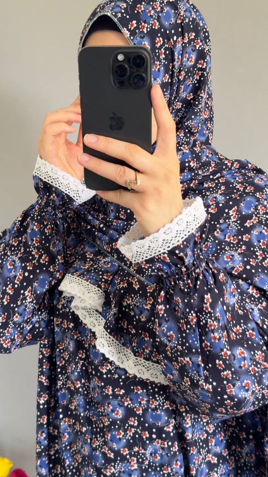 Blue Prayer Dress / Prayer Abaya / muslim one piece prayer garment / Modest prayer outfit