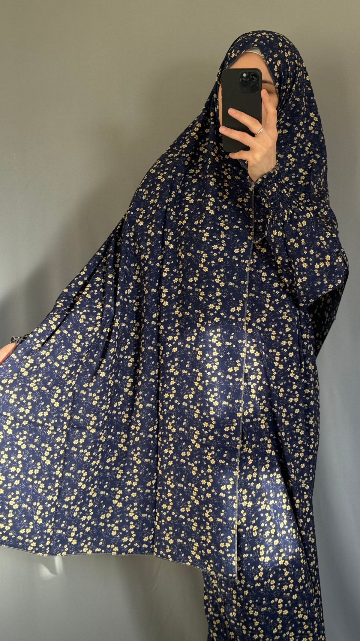 Elegant Navy Blue Prayer Dress, Prayer Outfit, Maxi Dress, Khimar, Islamic Dress, Prayer Abaya, Prayer set, Islamic gift, PrayerHijab, Umrah Abaya, Ramadan Abaya, One Size Prayer Dress
