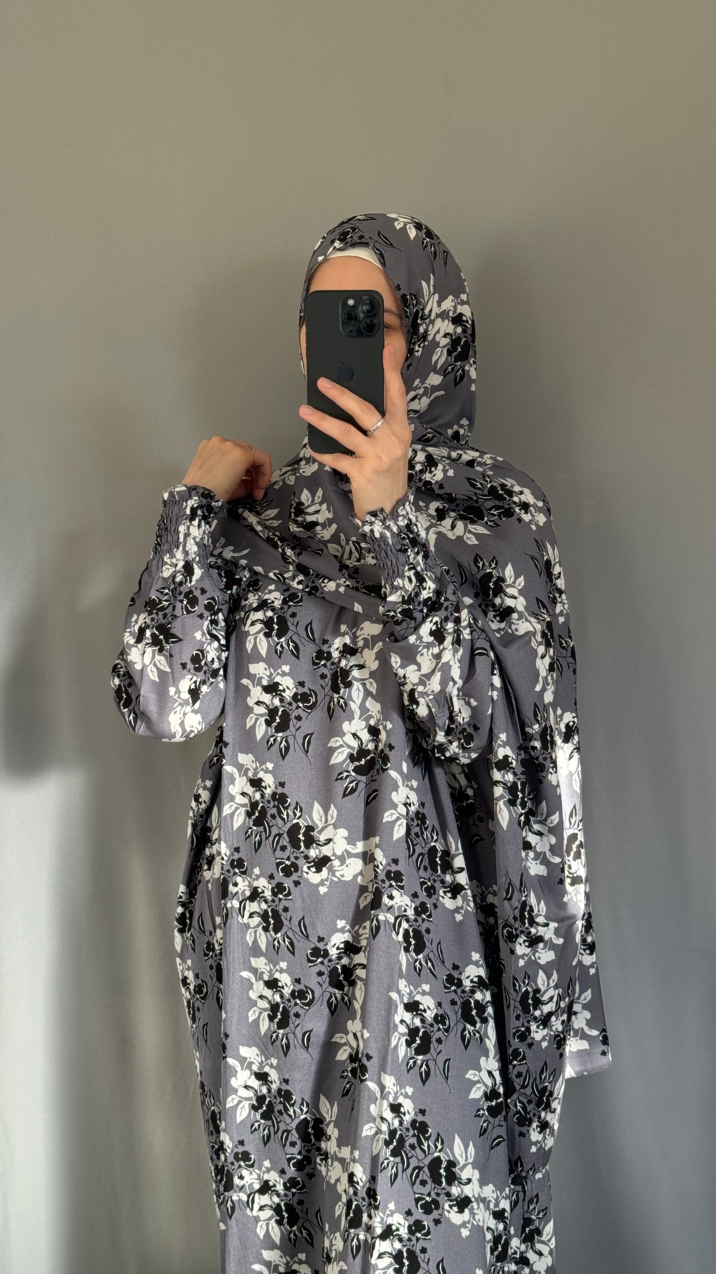 Floral Grey Prayer Dress, Prayer Jilbab, Prayer Abaya, Two Piece Prayer dress muslim, Salah dress, Prayer set, Prayer outfit, Prayer clothes woman, Muslim Prayer dress, Islamic gift