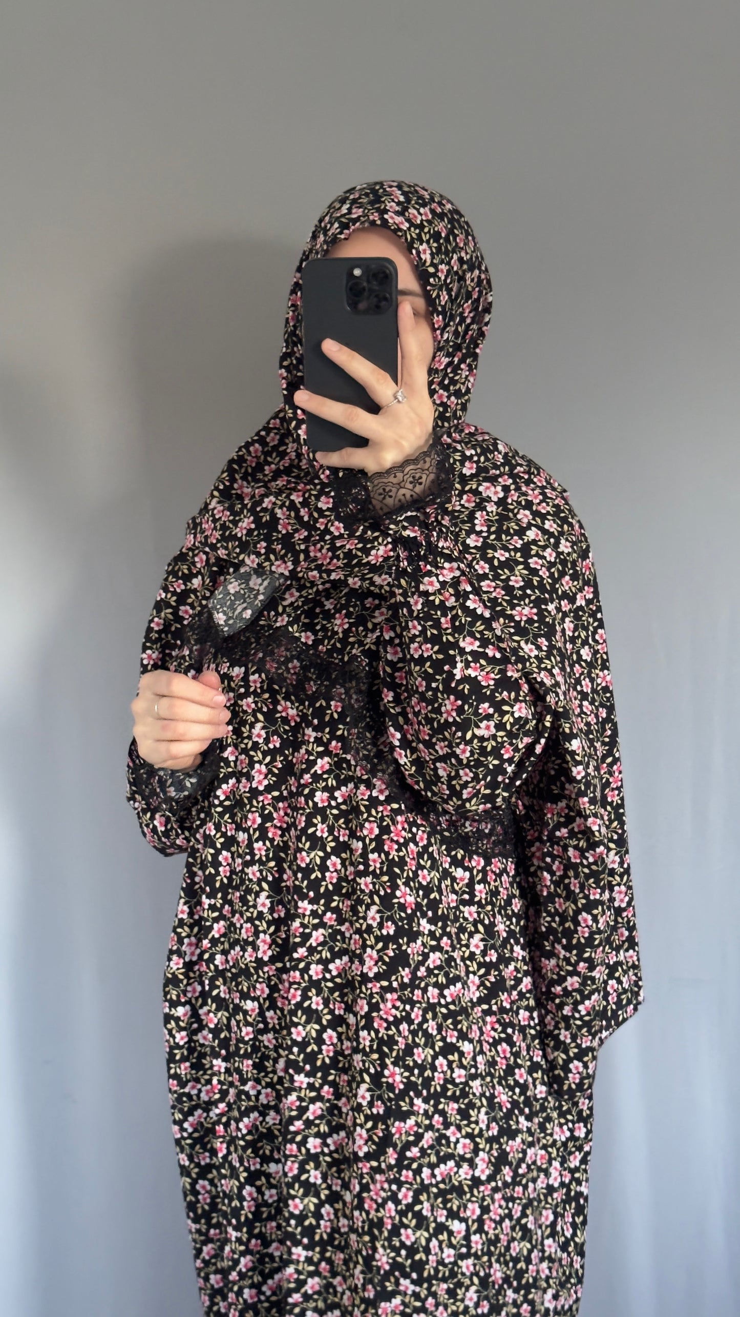 Elegant Floral Prayer Dress – Modest Islamic Wear for Women - Breathable Cotton Salah Dress - Modest Prayer Dress for Women - Ramadan Floral Abaya - Prayer Set
