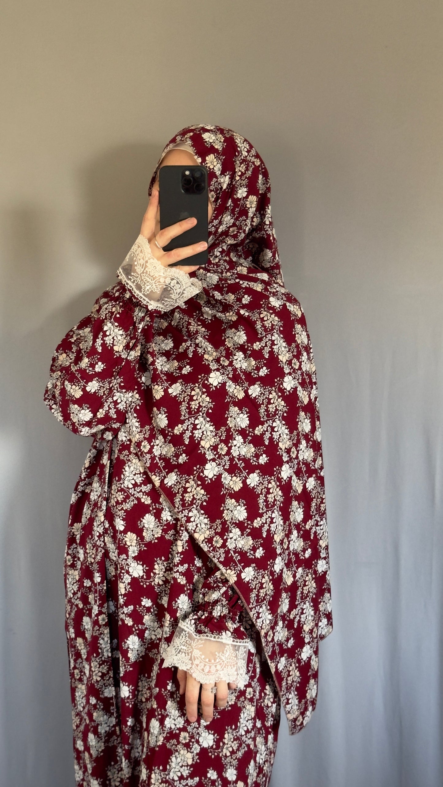Burgundy Cotton Prayer Dress, Prayer clothes for women, Islamic Prayer dress, Prayer Outfit, Prayer Set, Prayer Hijab, Salah dress, Islamic Gift, Muslim clothing, Prayer abaya
