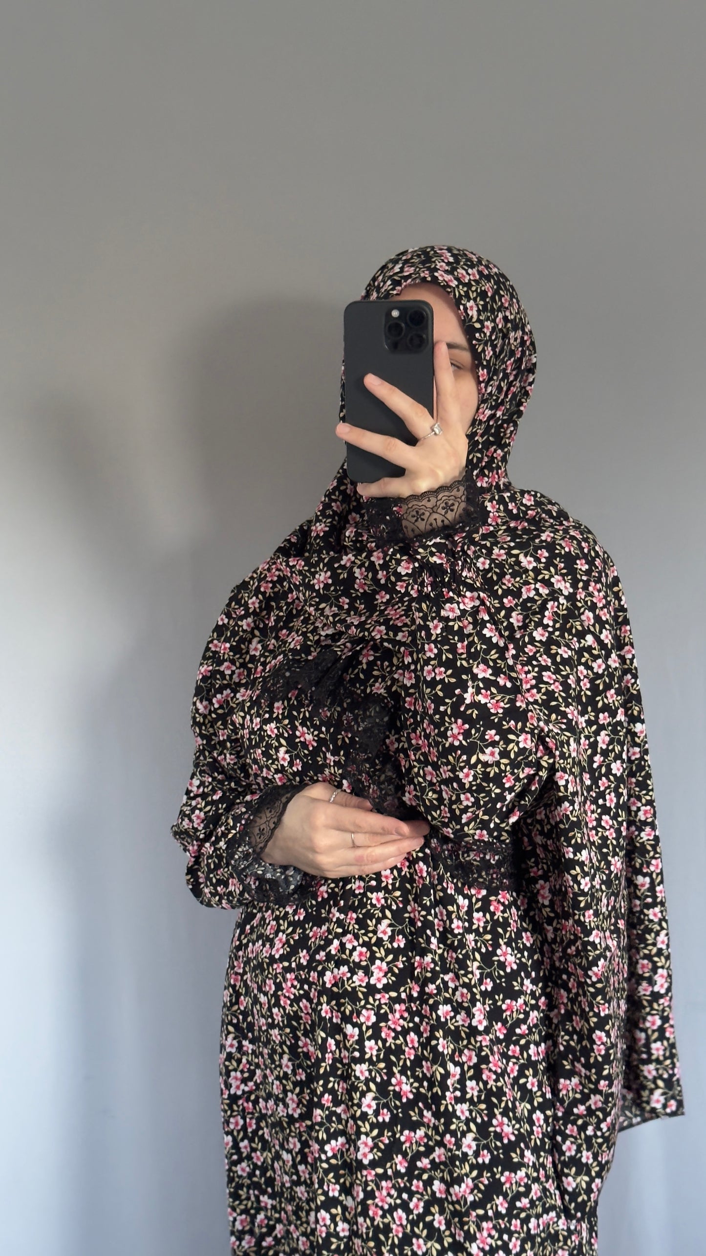 Elegant Floral Prayer Dress – Modest Islamic Wear for Women - Breathable Cotton Salah Dress - Modest Prayer Dress for Women - Ramadan Floral Abaya - Prayer Set