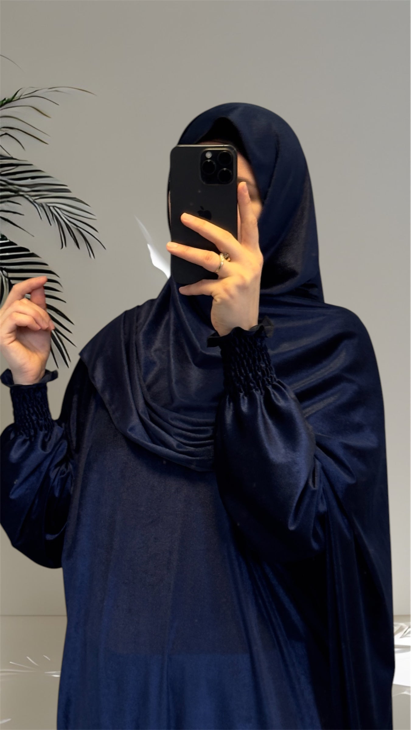 Navy Blue Grey Luxury Velvet Warm Grey Prayer Dress, Prayer clothes for women, Islamic Prayer dress, Prayer Outfit, Prayer Set, Prayer Hijab, Salah dress, Islamic Gift, Muslim clothing, Prayer abaya