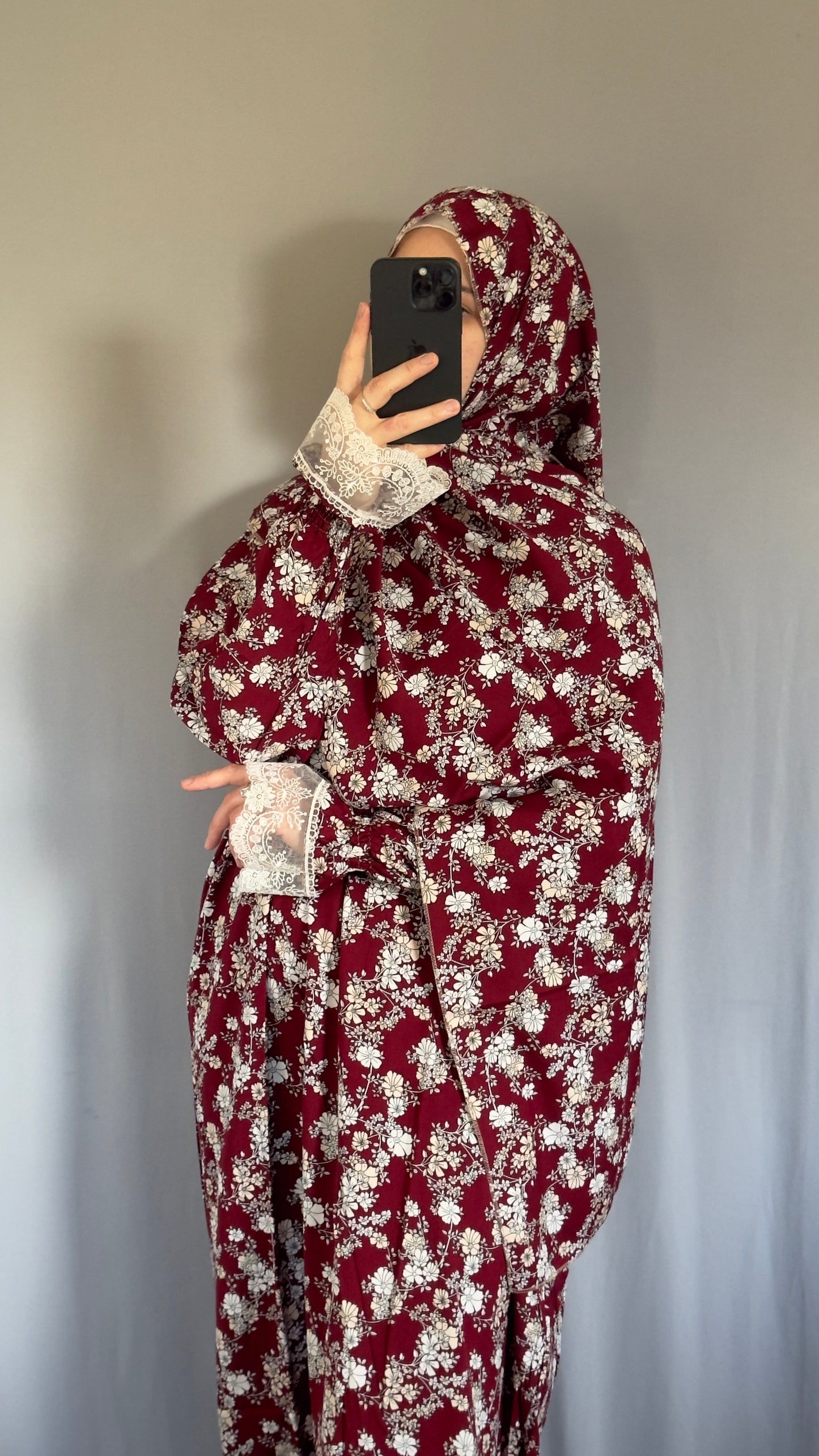 Burgundy Cotton Prayer Dress, Prayer clothes for women, Islamic Prayer dress, Prayer Outfit, Prayer Set, Prayer Hijab, Salah dress, Islamic Gift, Muslim clothing, Prayer abaya