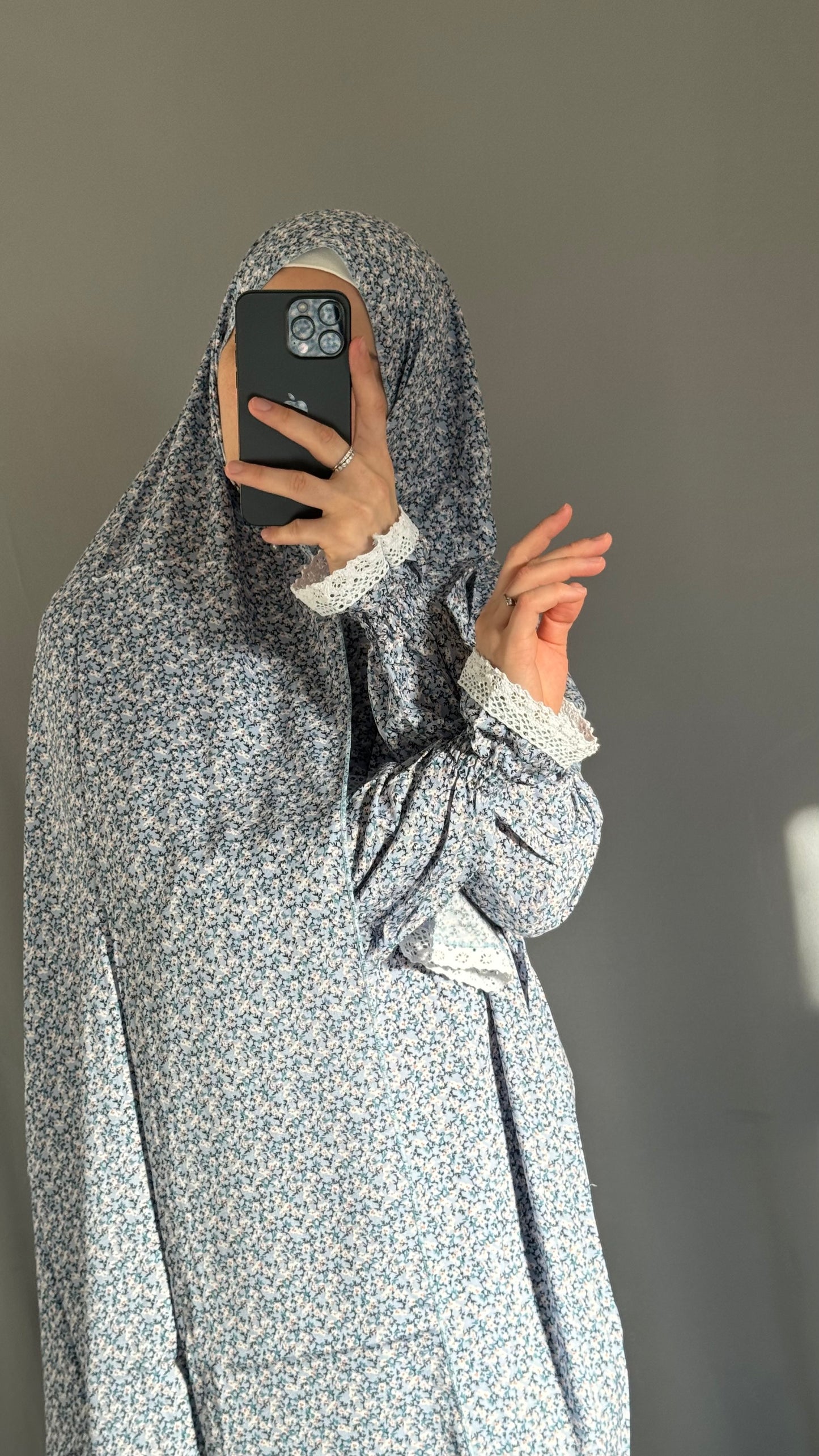 Blue Prayer Dress / Prayer Abaya / muslim one piece prayer garment / Modest prayer outfit / Travel-friendly prayer dress / One-size prayer garmen / Hijab-friendly dress for prayer / Prayer Dress with attached Hijab / Salah clothes