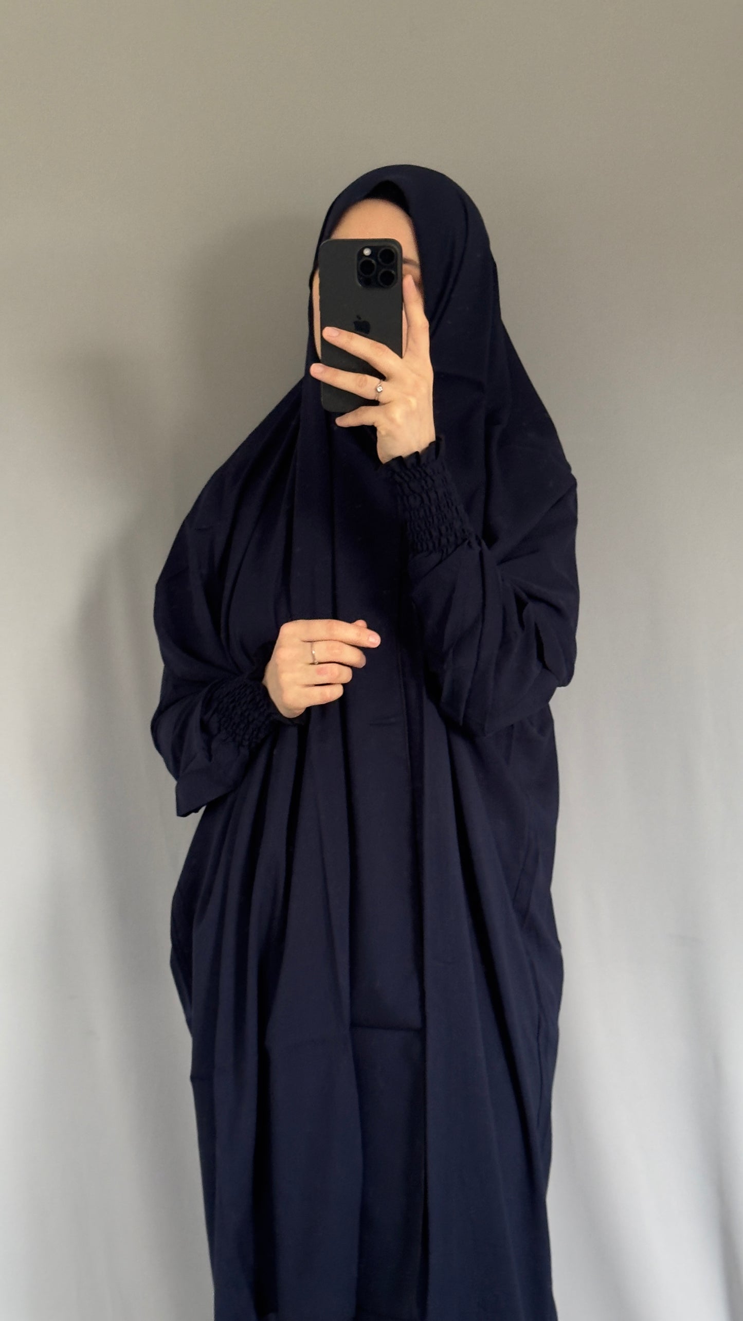 Elegant Navy Blue Prayer Dress, Prayer Outfit, Maxi Dress, Khimar, Islamic Dress, Prayer Abaya, Prayer set, Islamic gift, PrayerHijab, Umrah Abaya, Ramadan Abaya, One Size Prayer Dress