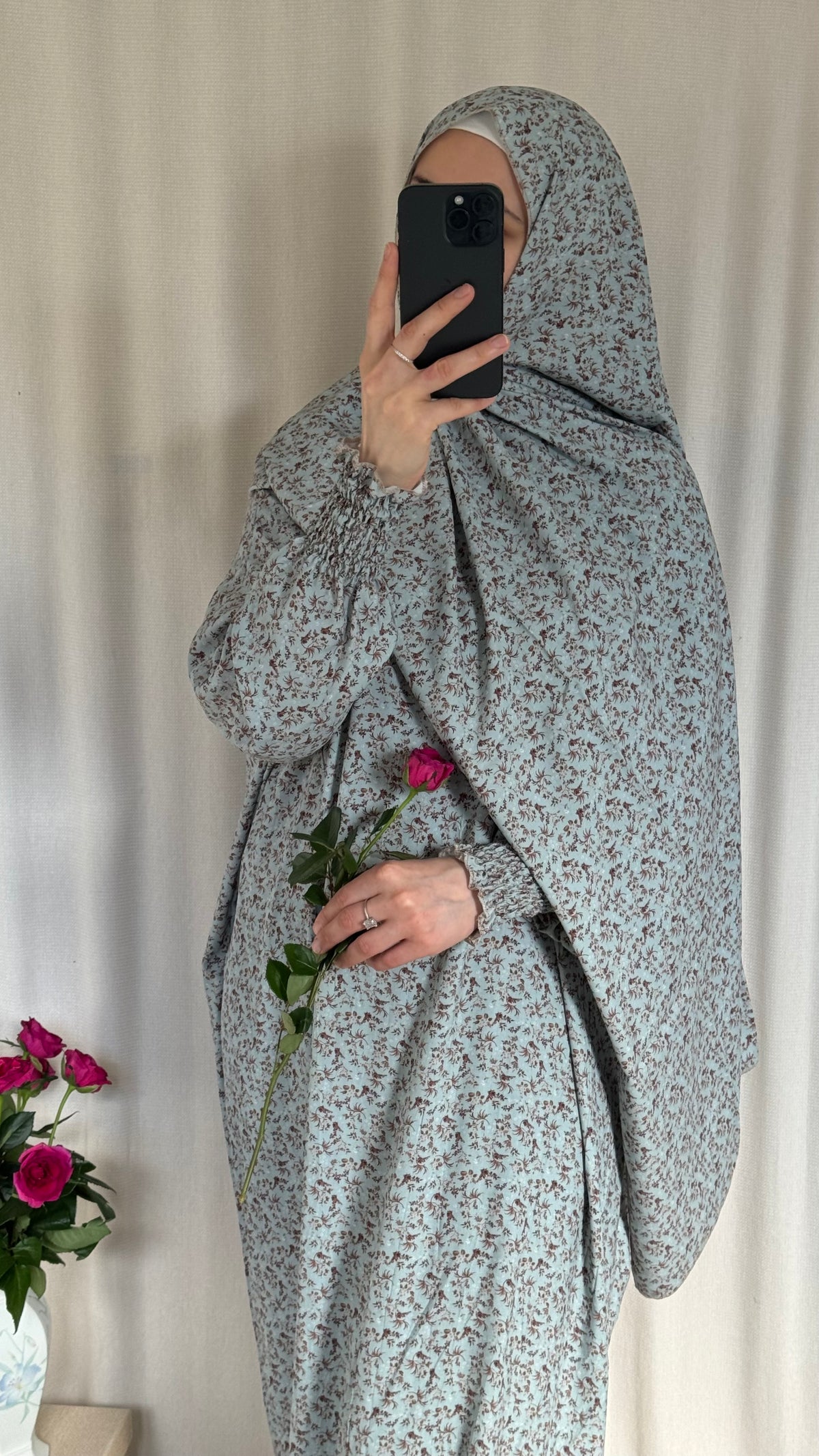Blue Prayer Dress with Attached and Separate Hijab | Full Coverage Salah Dress for Namaz |
Breathable Cotton Salah Dress in 3 width Size | Islamic Prayer Clothes