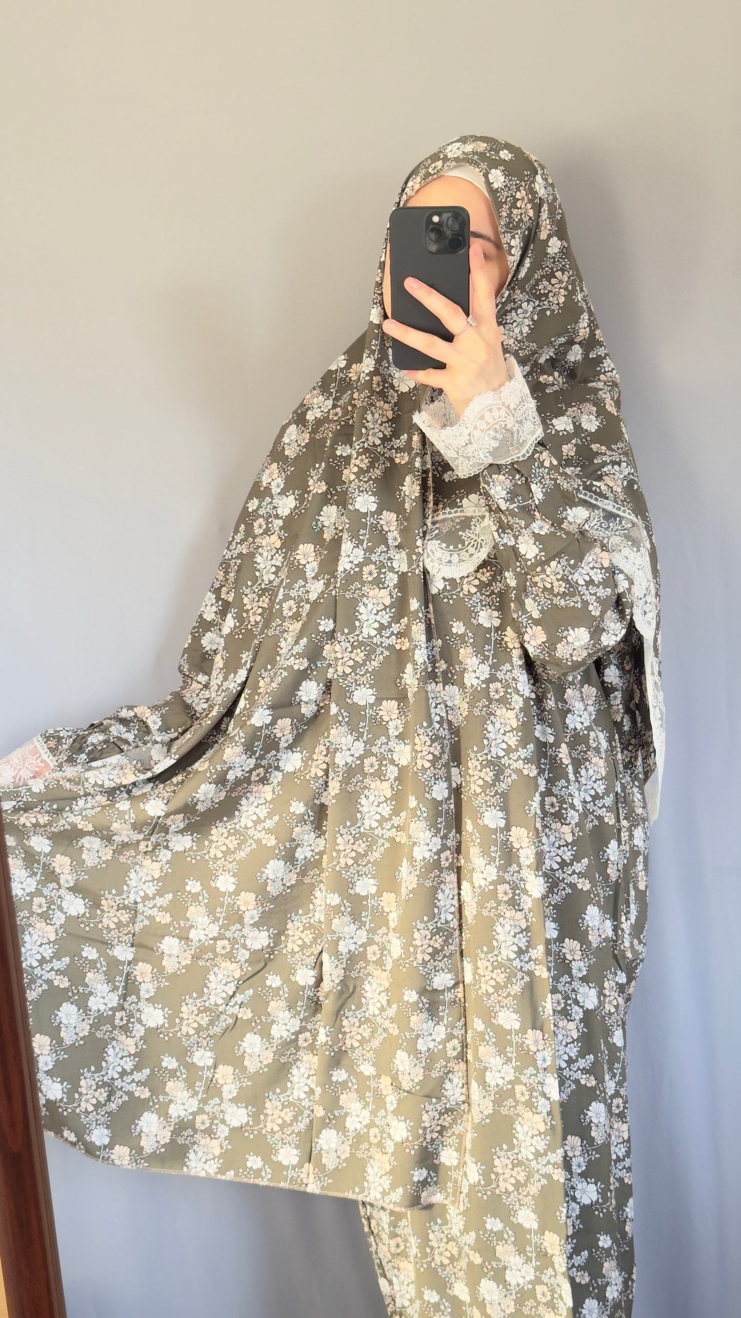 Olive Green Cotton Prayer Dress, Prayer clothes for women, Islamic Prayer dress, Prayer Outfit, Prayer Set, Prayer Hijab, Salah dress, Islamic Gift, Muslim clothing, Prayer abaya