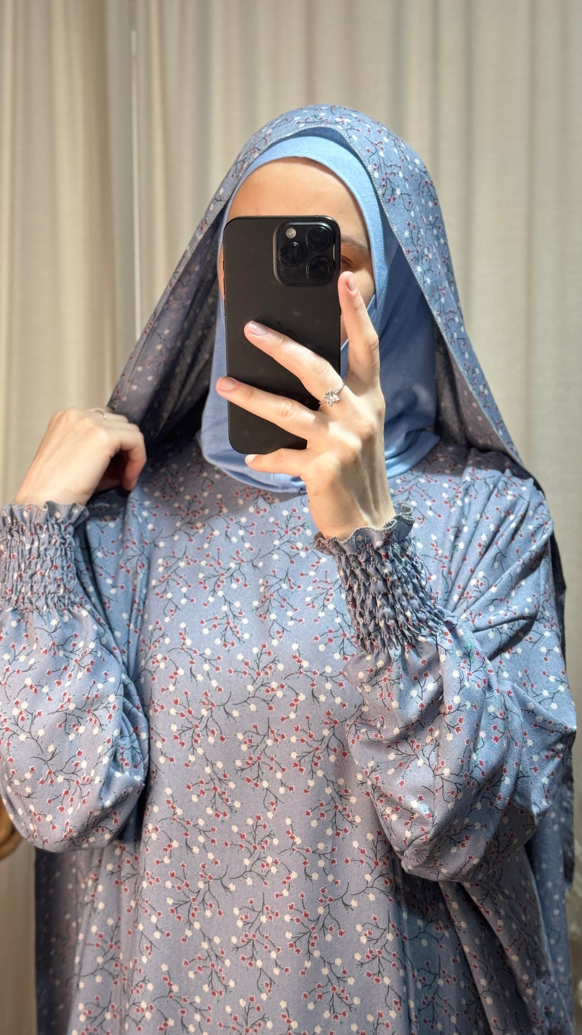 Light Blue One Piece Prayer dress with Built In Jersey Bonnet, Prayer Abaya with integrated Hijab, Salah dress, Prayer set, Prayer outfit,Prayer clothes for women, Islamic Prayer dress, Ramadan Abaya