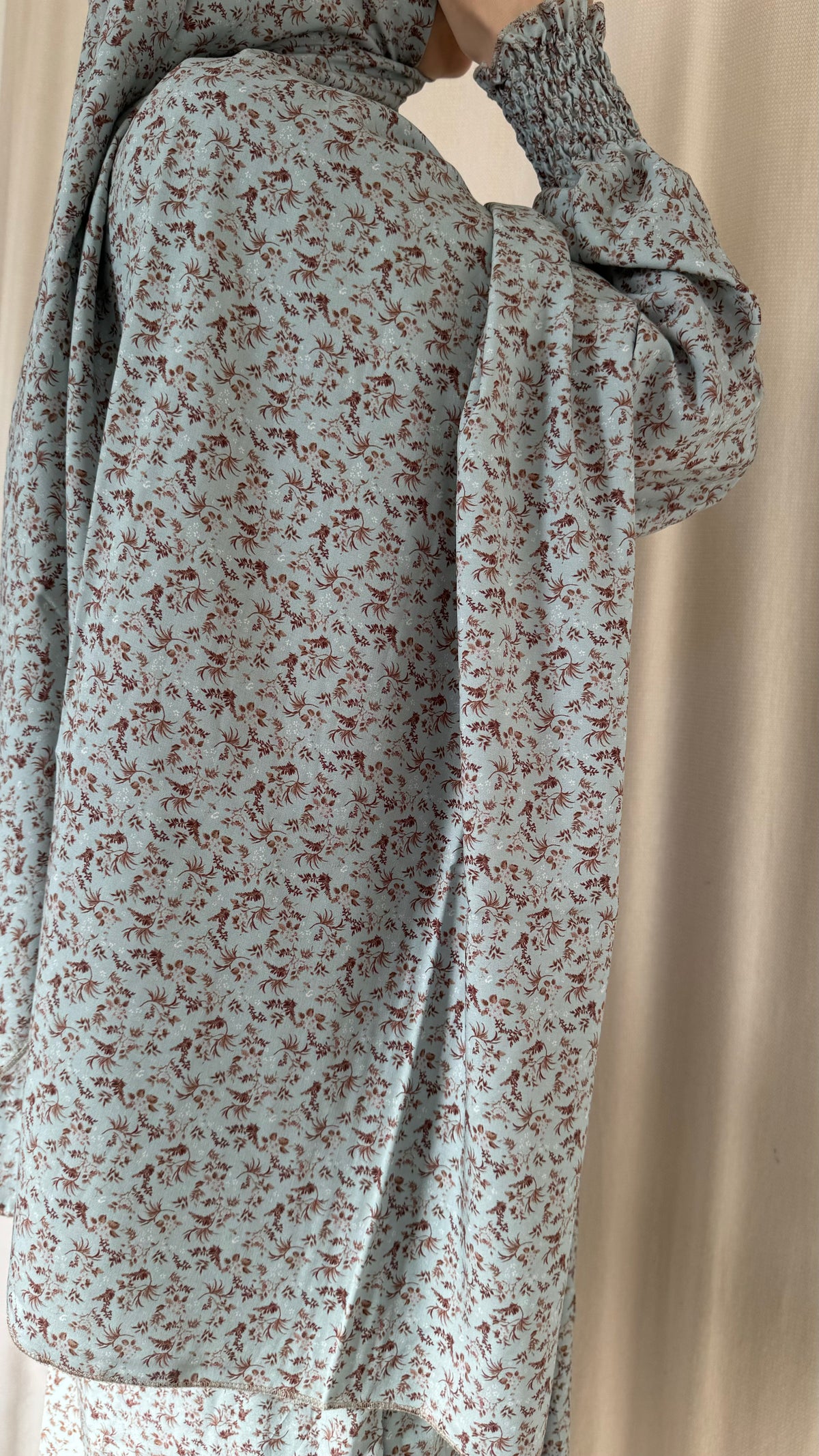Blue Prayer Dress with Attached and Separate Hijab | Full Coverage Salah Dress for Namaz |
Breathable Cotton Salah Dress in 3 width Size | Islamic Prayer Clothes