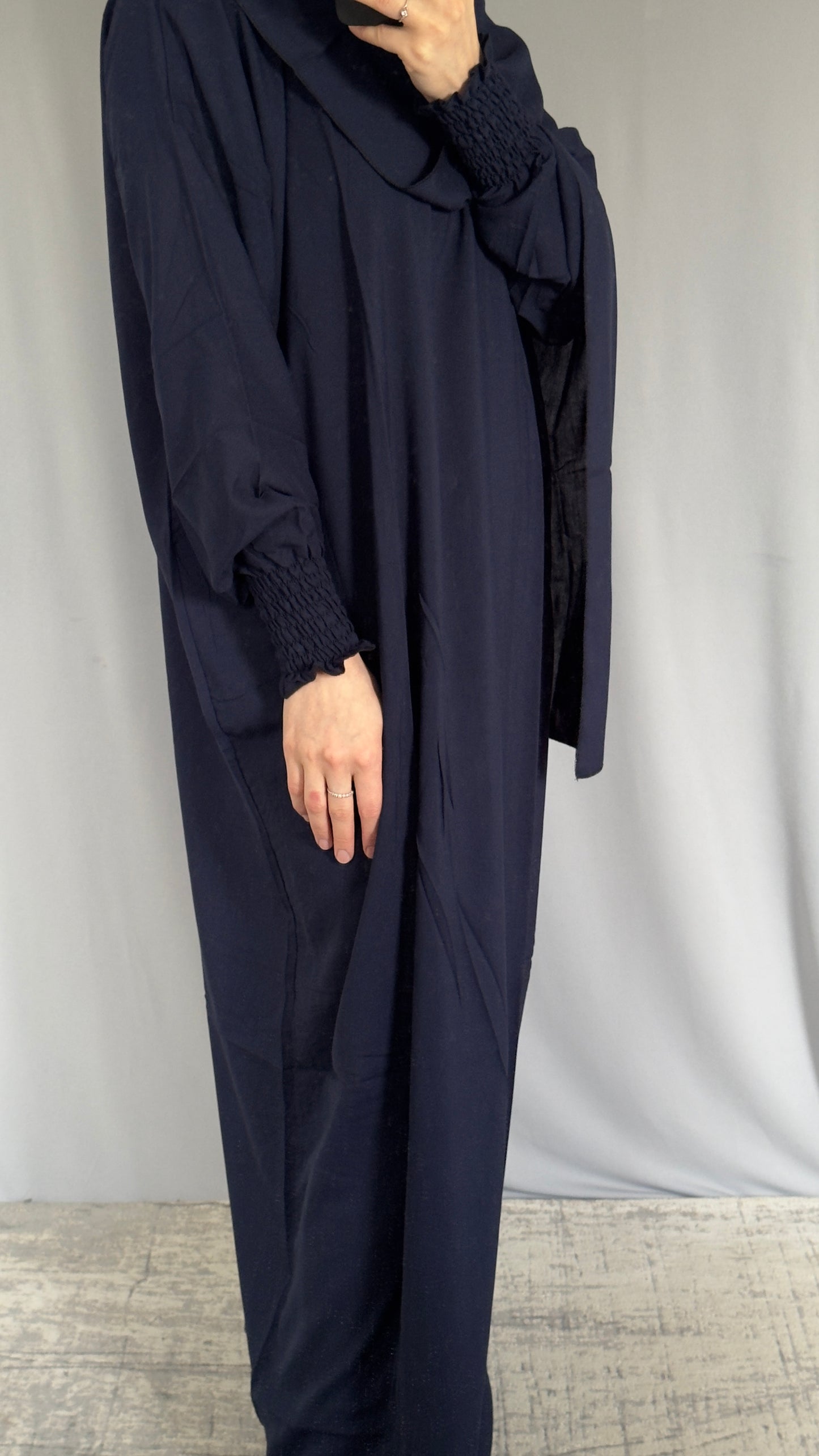 Elegant Navy Blue Prayer Dress, Prayer Outfit, Maxi Dress, Khimar, Islamic Dress, Prayer Abaya, Prayer set, Islamic gift, PrayerHijab, Umrah Abaya, Ramadan Abaya, One Size Prayer Dress