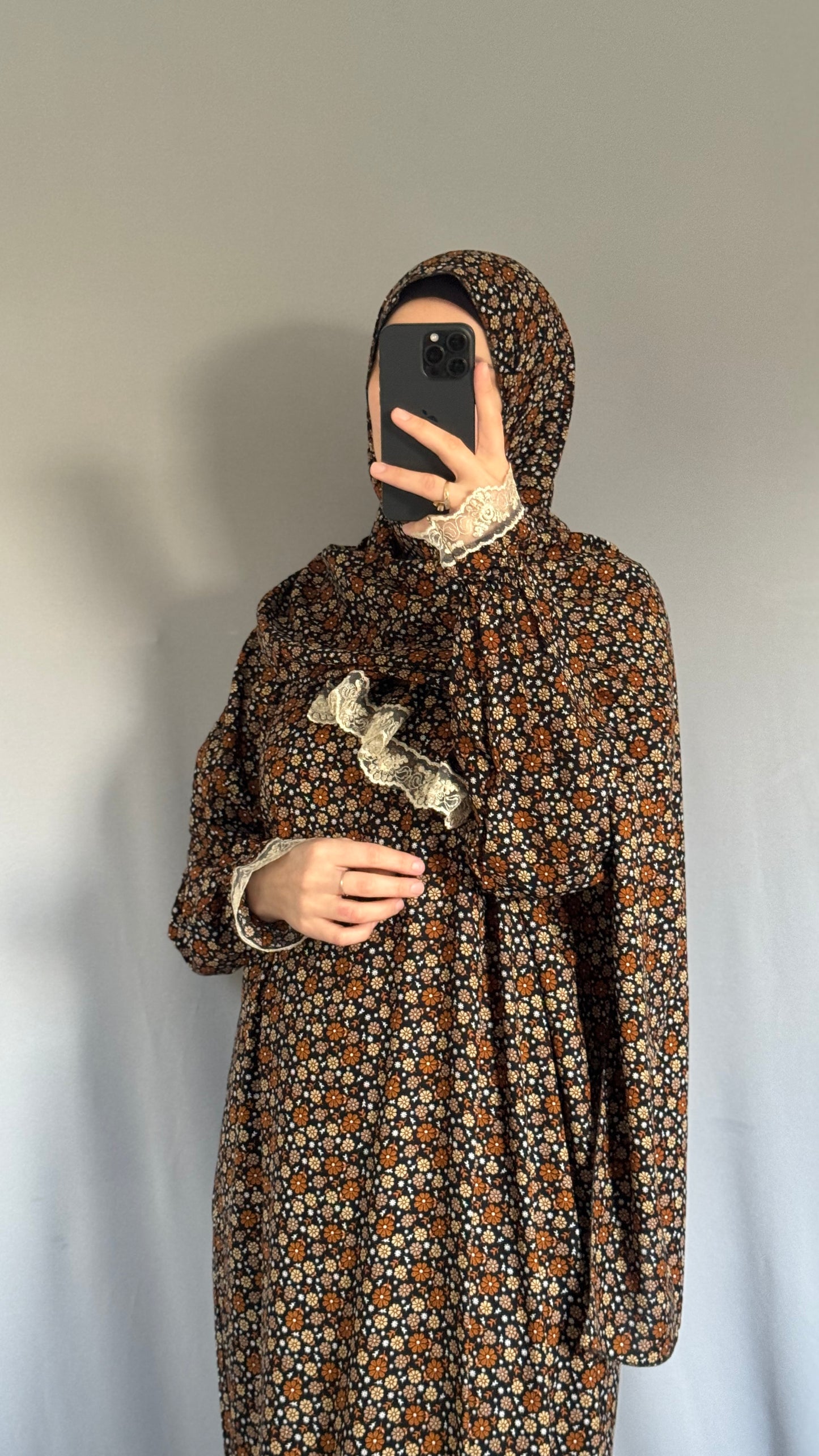 Floral Prayer Dress / Overhead Abaya / Prayer Abaya Set / Prayer Dress for Woman / Prayer Clothes Muslim / Prayer Gown / Prayer Outfit/ Salah Dress / Namaz Dress