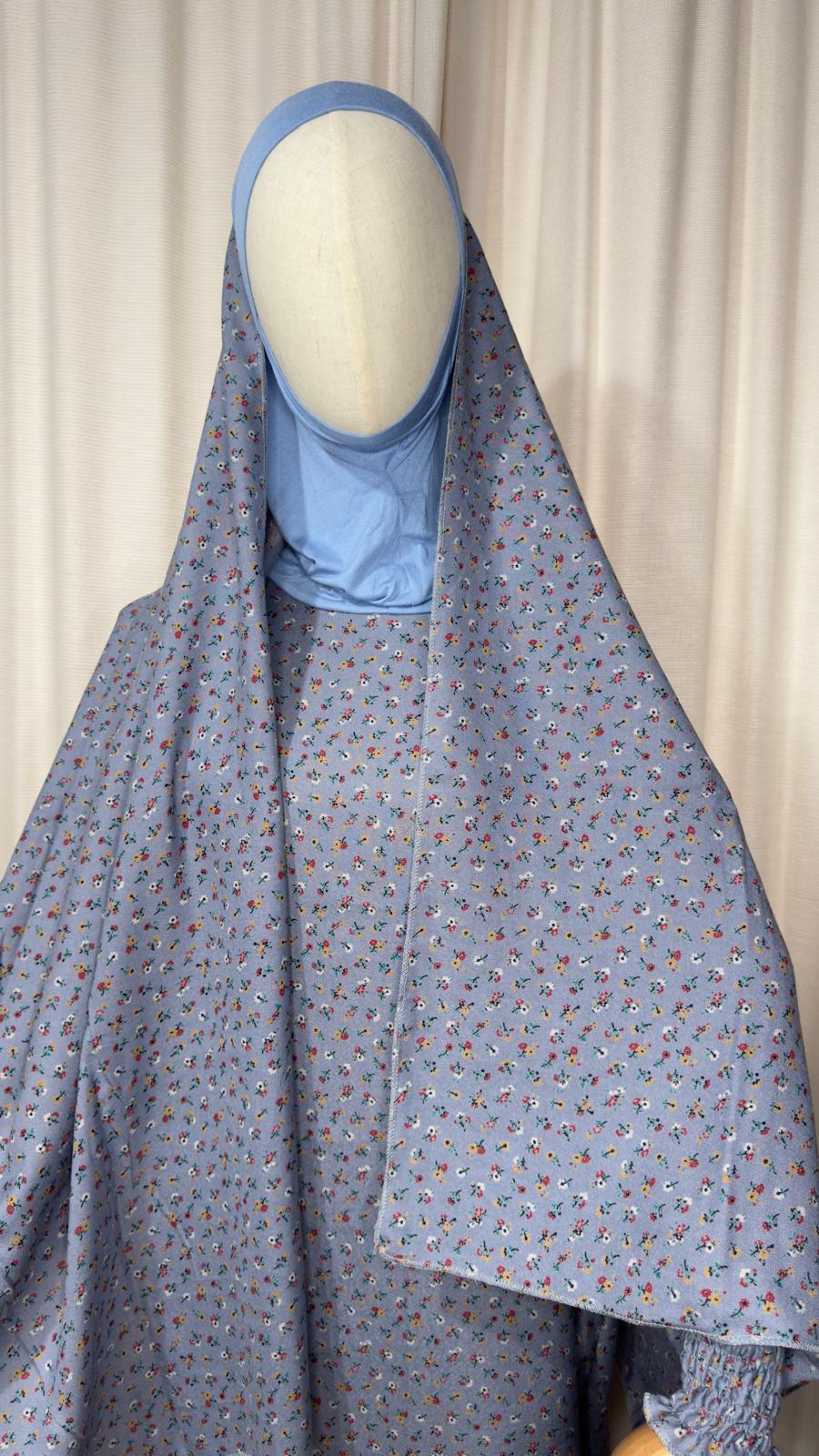 Light Blue One Piece Prayer dress with Built In Jersey Bonnet, Prayer Abaya with integrated Hijab, Salah dress, Prayer set, Prayer outfit,Prayer clothes for women, Islamic Prayer dress, Ramadan Abaya