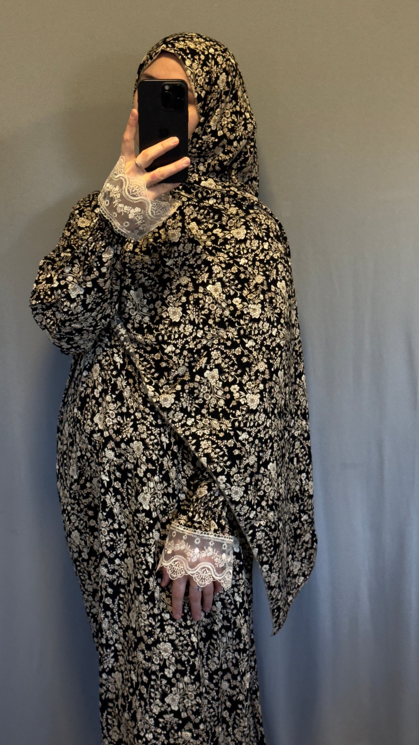 Black with Golden Cotton Prayer Dress, Prayer clothes for women, Islamic Prayer dress, Prayer Outfit, Prayer Set, Prayer Hijab, Salah dress, Islamic Gift, Muslim clothing, Ramadan Dress