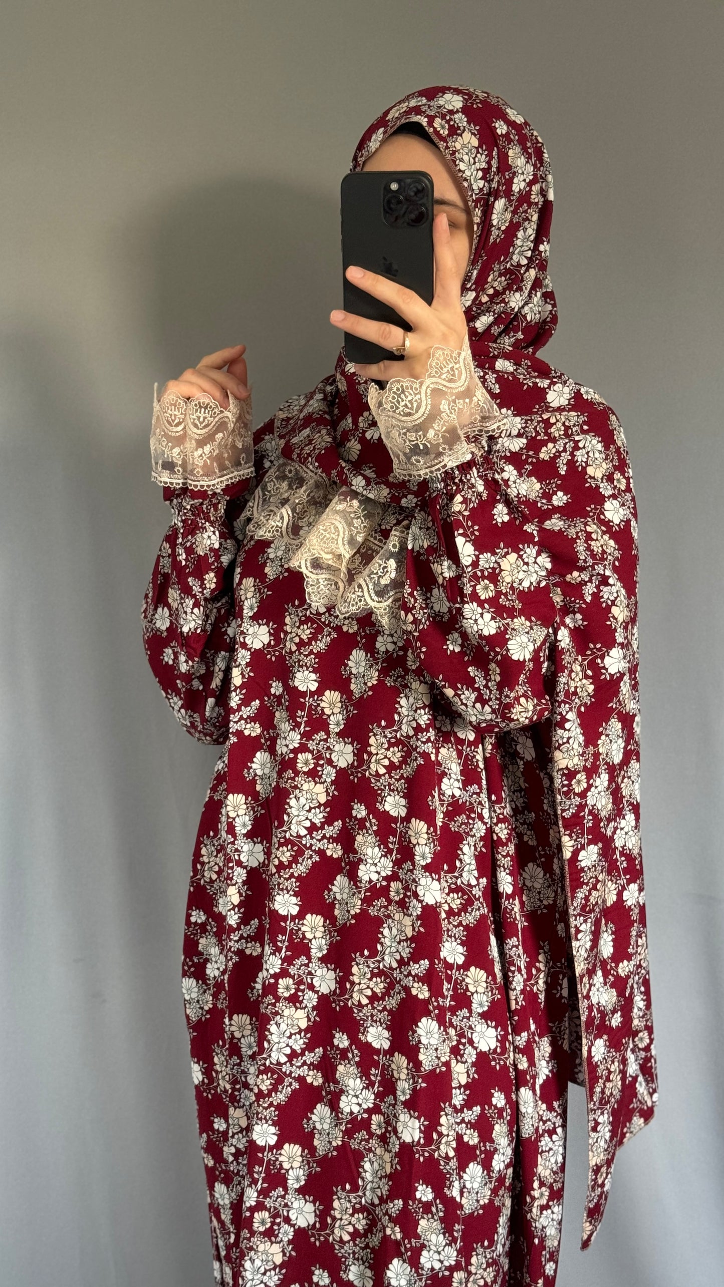 Burgundy Cotton Prayer Dress, Prayer clothes for women, Islamic Prayer dress, Prayer Outfit, Prayer Set, Prayer Hijab, Salah dress, Islamic Gift, Muslim clothing, Prayer abaya
