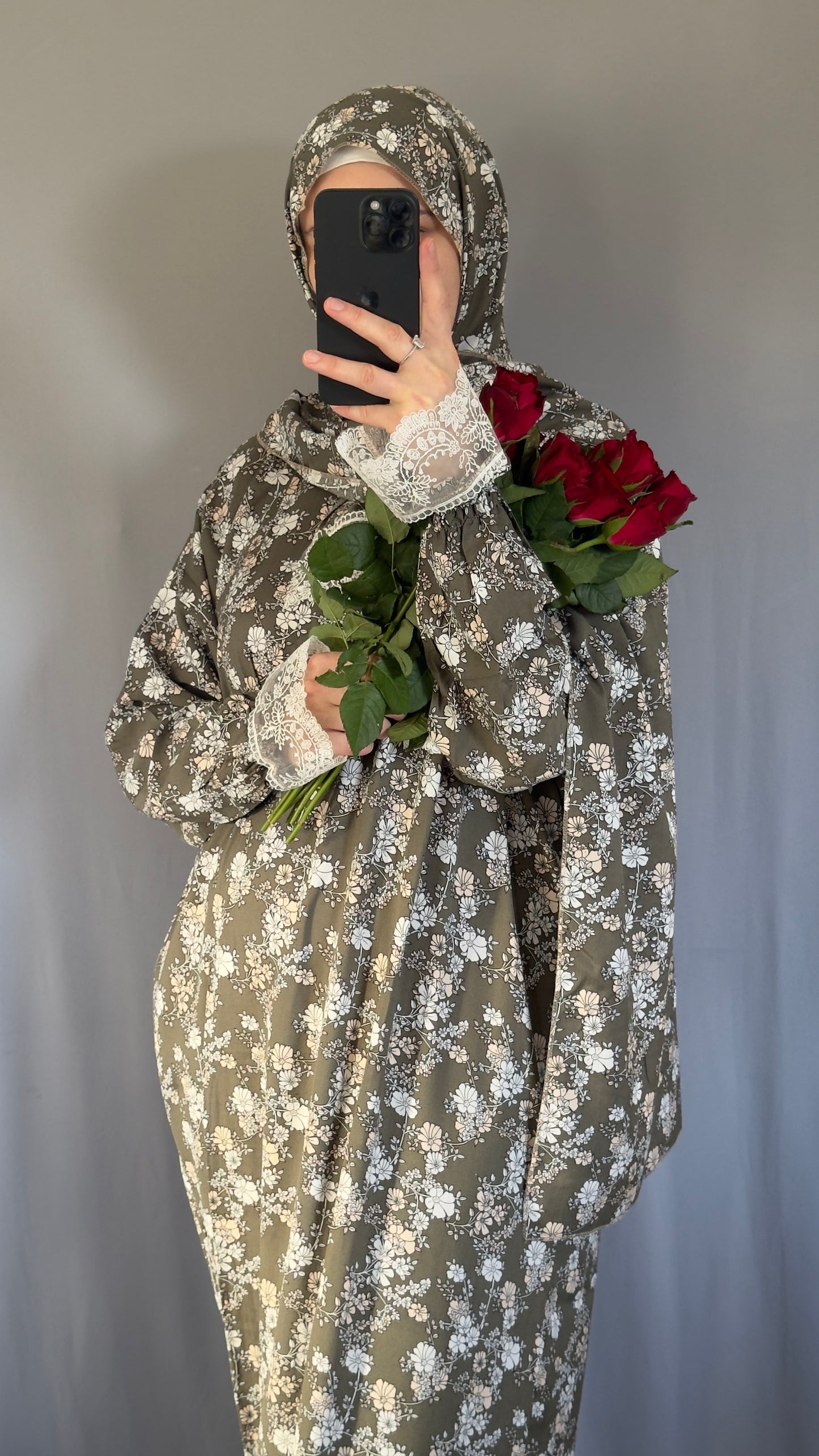 Olive Green Cotton Prayer Dress, Prayer clothes for women, Islamic Prayer dress, Prayer Outfit, Prayer Set, Prayer Hijab, Salah dress, Islamic Gift, Muslim clothing, Prayer abaya