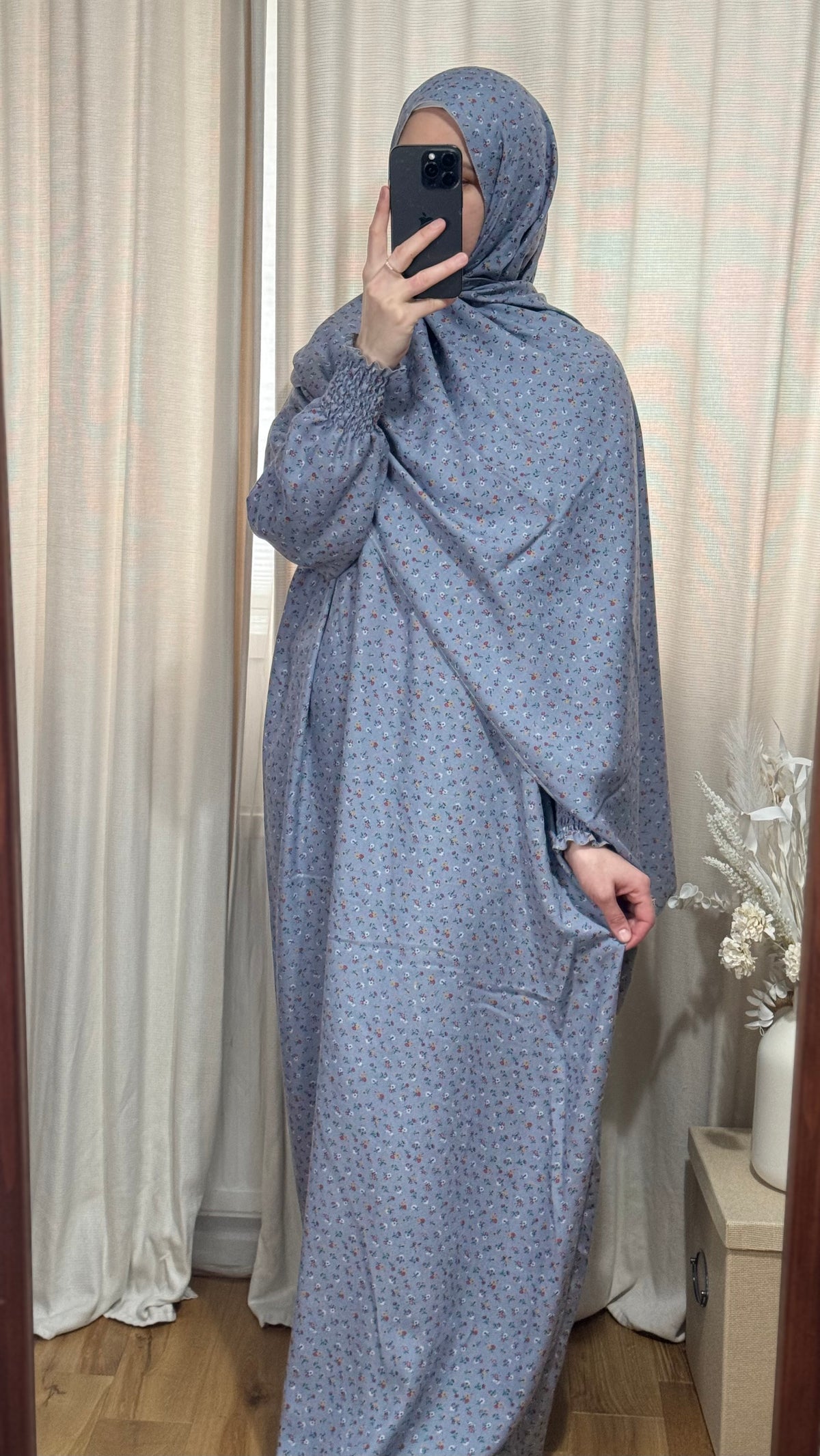 Blue Luxury Two-Piece Muslim Prayer Dress Set – Jilbab, Abaya, Modest Salah Outfit for Women | Islamic Gift Idea, Ramadan Dress, Ihram