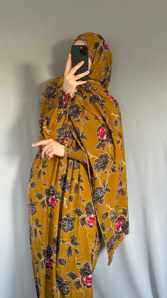 Mustard Prayer Hijab, Elegant Prayer Dress, Prayer Outfit, Maxi Dress, Khimar, Islamic Dress, Prayer Abaya, Prayer set, Islamic gift, Abaya & Hijab, White Abaya