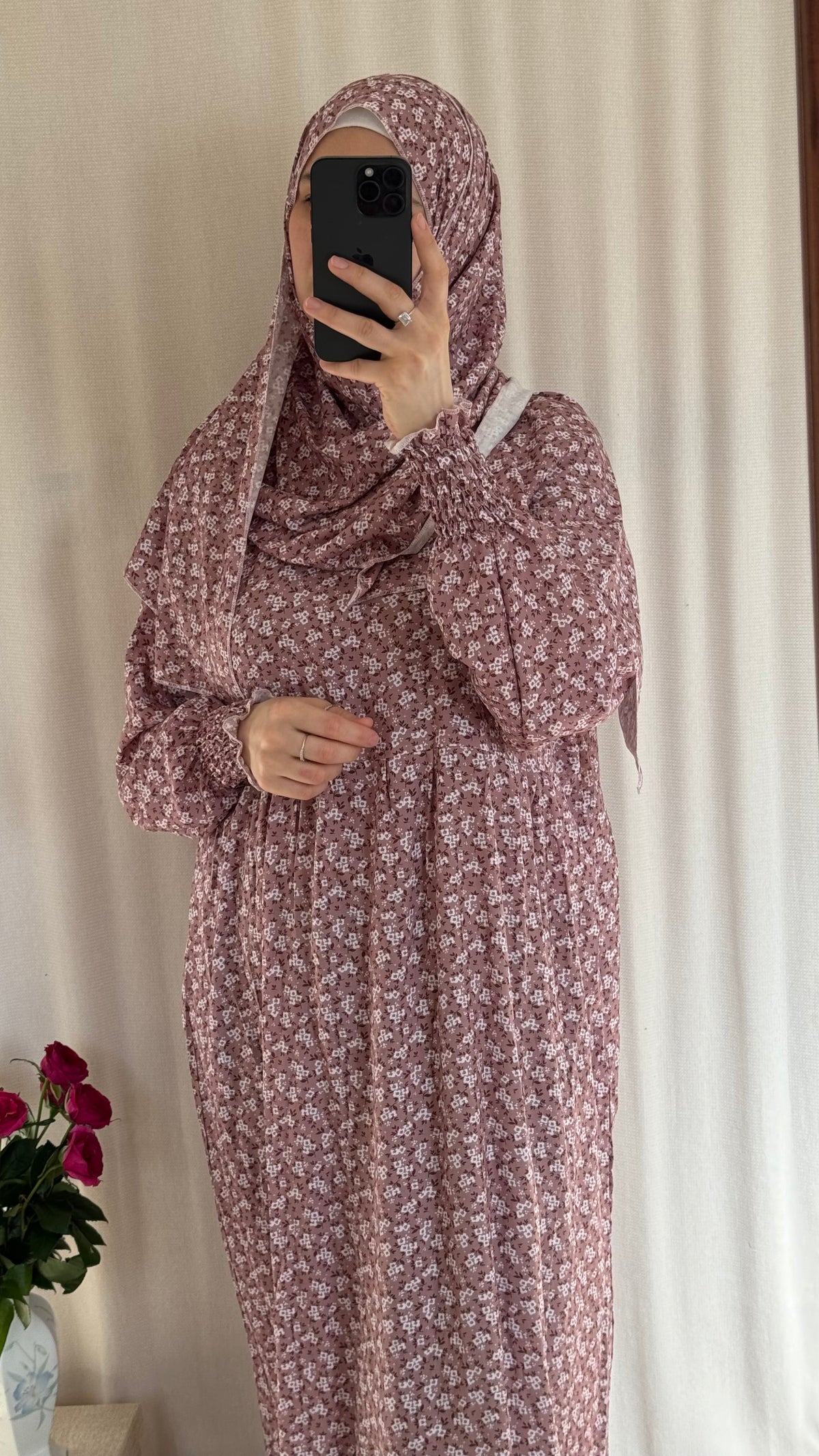 Pink Cotton Prayer Dress - with gathers under chest