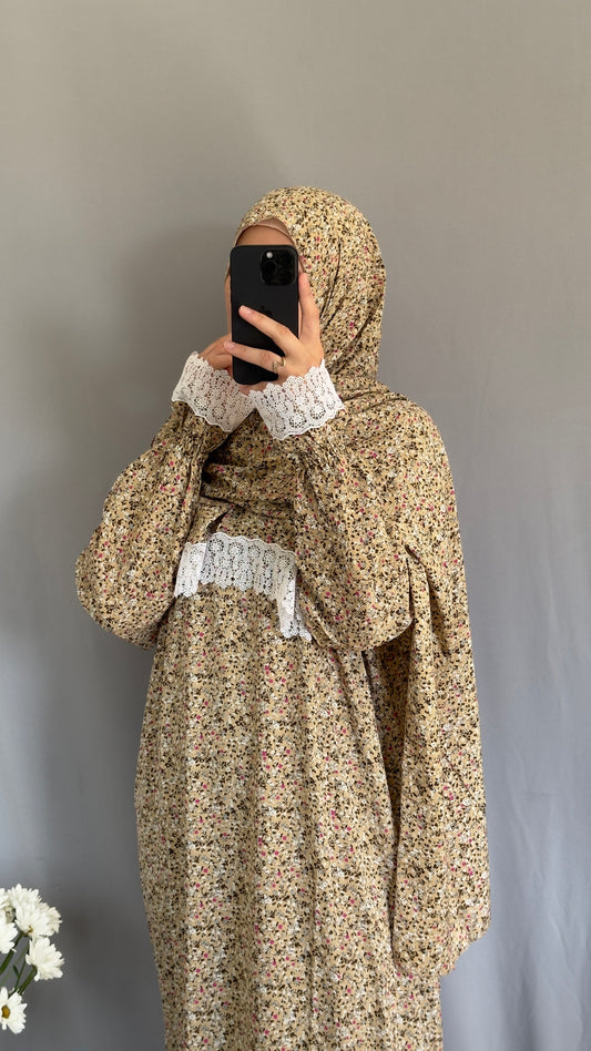 Beige Prayer Dress, Prayer Outfit, Maxi Dress, Khimar, Islamic Dress, Prayer Abaya, Prayer set, Islamic gift, PrayerHijab, Umrah Abaya, Ramadan Abaya, One Size Prayer Dress