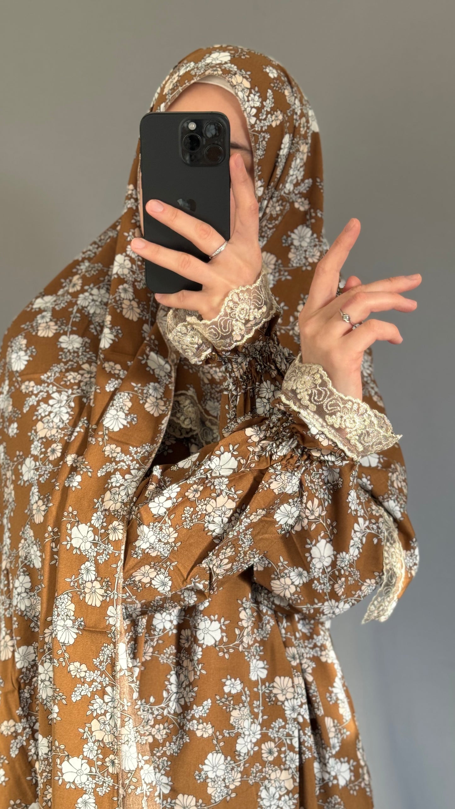 Floral Mustard Prayer Dress / Overhead Abaya / Prayer Abaya Set / Prayer Dress for Woman / Prayer Clothes Muslim / Prayer Gown / Prayer Outfit/ Salah Dress / Namaz Dress