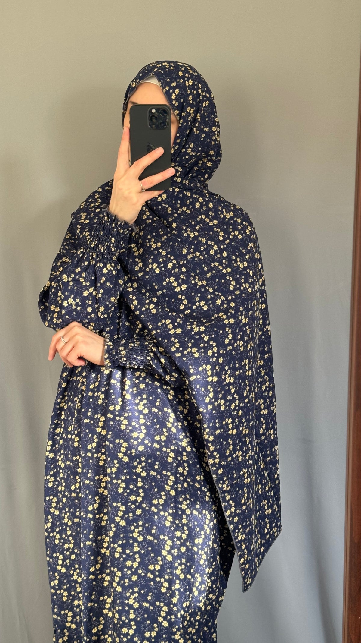Elegant Navy Blue Prayer Dress, Prayer Outfit, Maxi Dress, Khimar, Islamic Dress, Prayer Abaya, Prayer set, Islamic gift, PrayerHijab, Umrah Abaya, Ramadan Abaya, One Size Prayer Dress