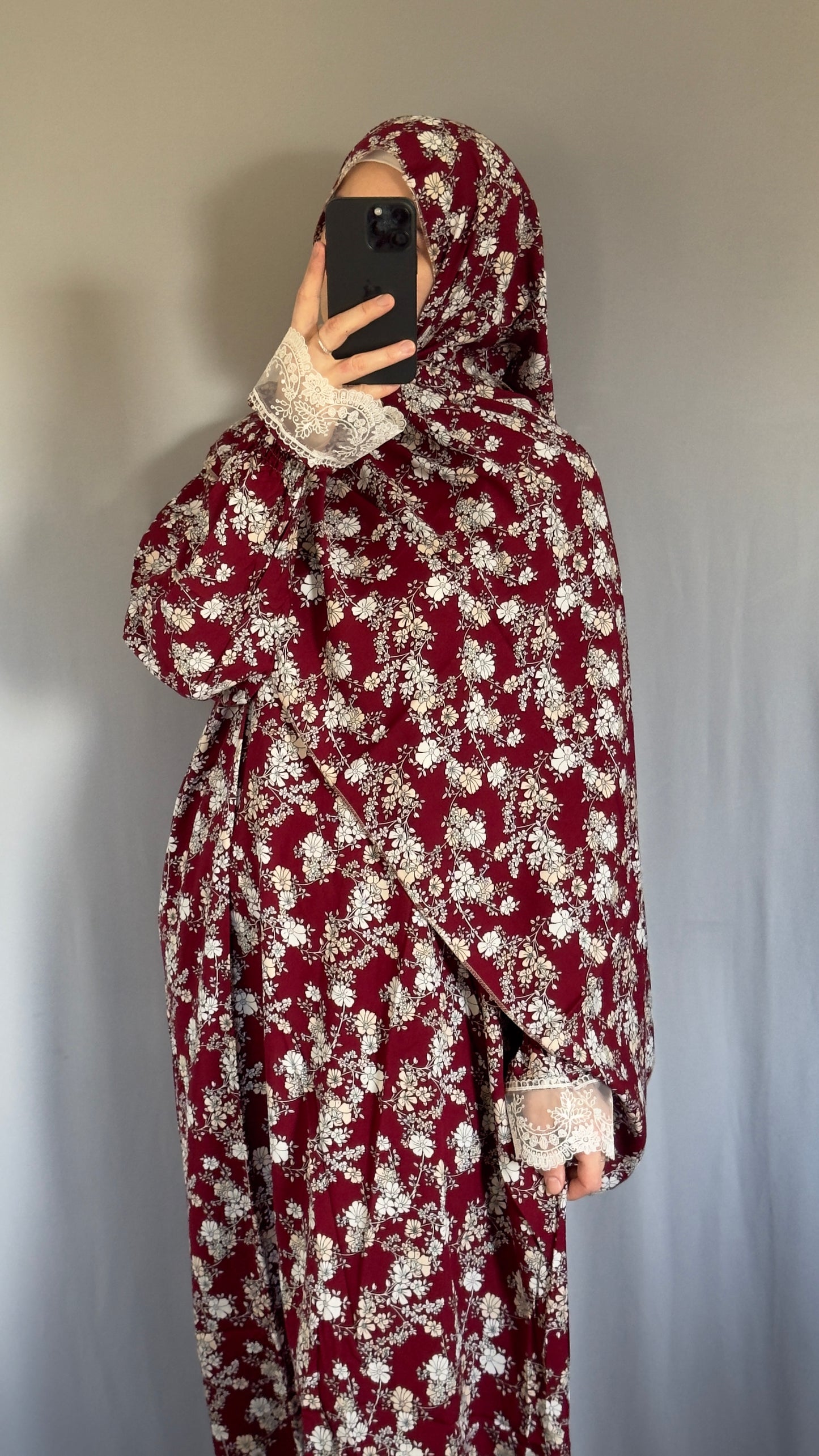 Burgundy Cotton Prayer Dress, Prayer clothes for women, Islamic Prayer dress, Prayer Outfit, Prayer Set, Prayer Hijab, Salah dress, Islamic Gift, Muslim clothing, Prayer abaya