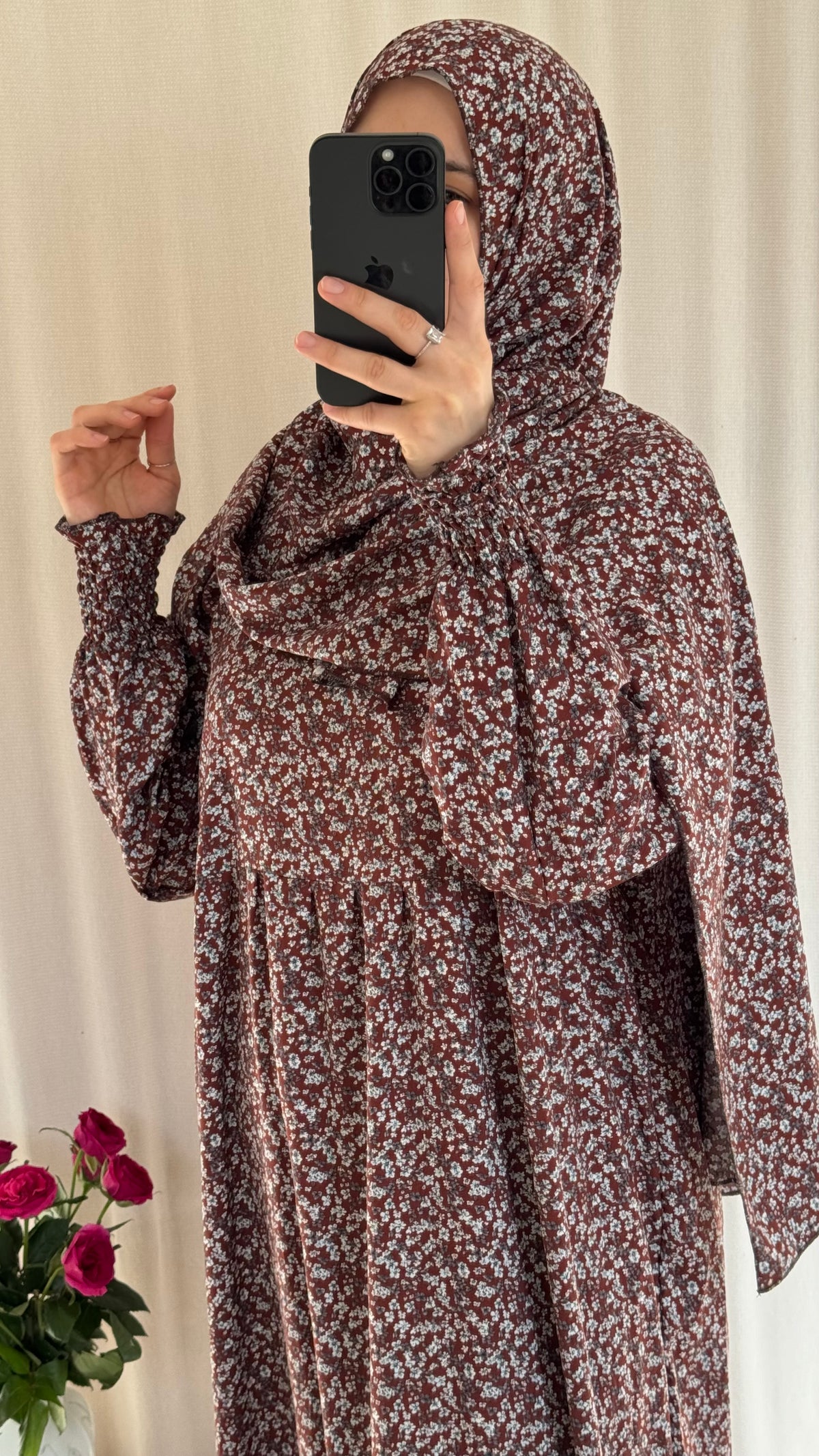 Brown Cotton Prayer Dress - with gathers under chest (Copy)