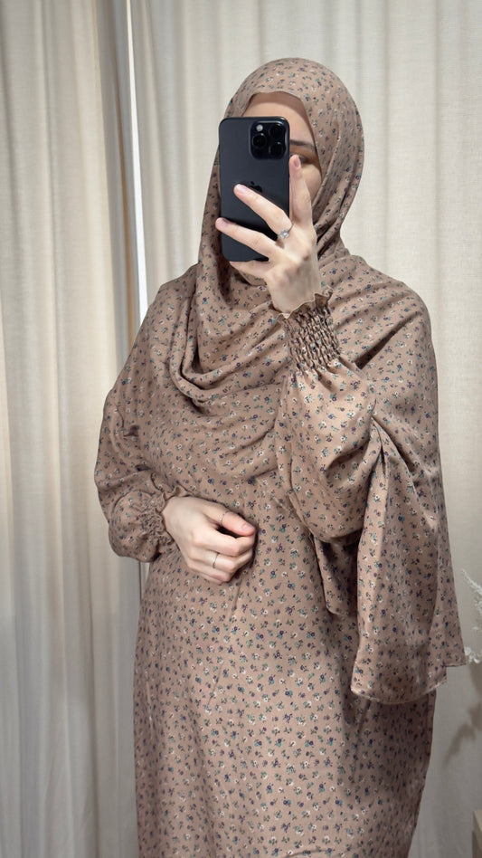 Beige Pink Prayer Dress / Overhead Abaya / Prayer Abaya Set / Prayer Dress for Woman / Prayer Clothes Muslim / Prayer Gown / Prayer Outfit/ Salah Dress / Namaz Dress