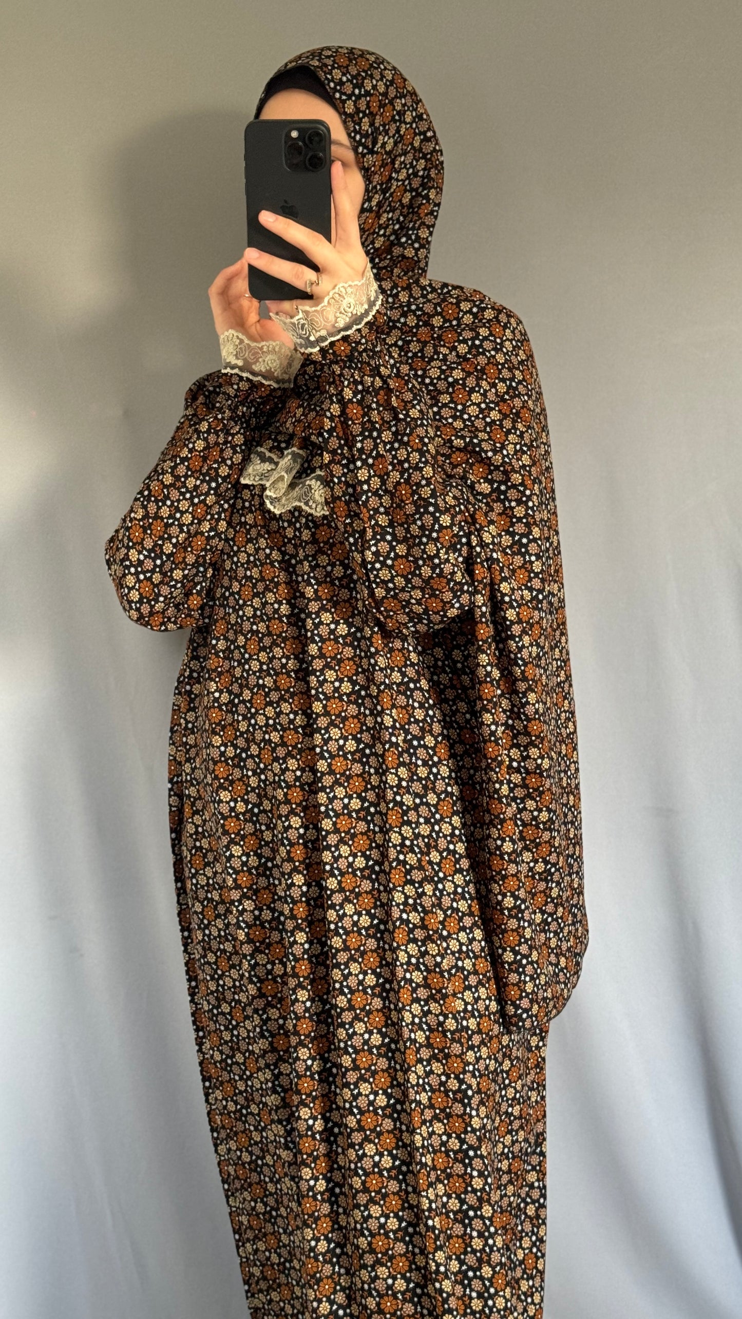 Floral Prayer Dress / Overhead Abaya / Prayer Abaya Set / Prayer Dress for Woman / Prayer Clothes Muslim / Prayer Gown / Prayer Outfit/ Salah Dress / Namaz Dress