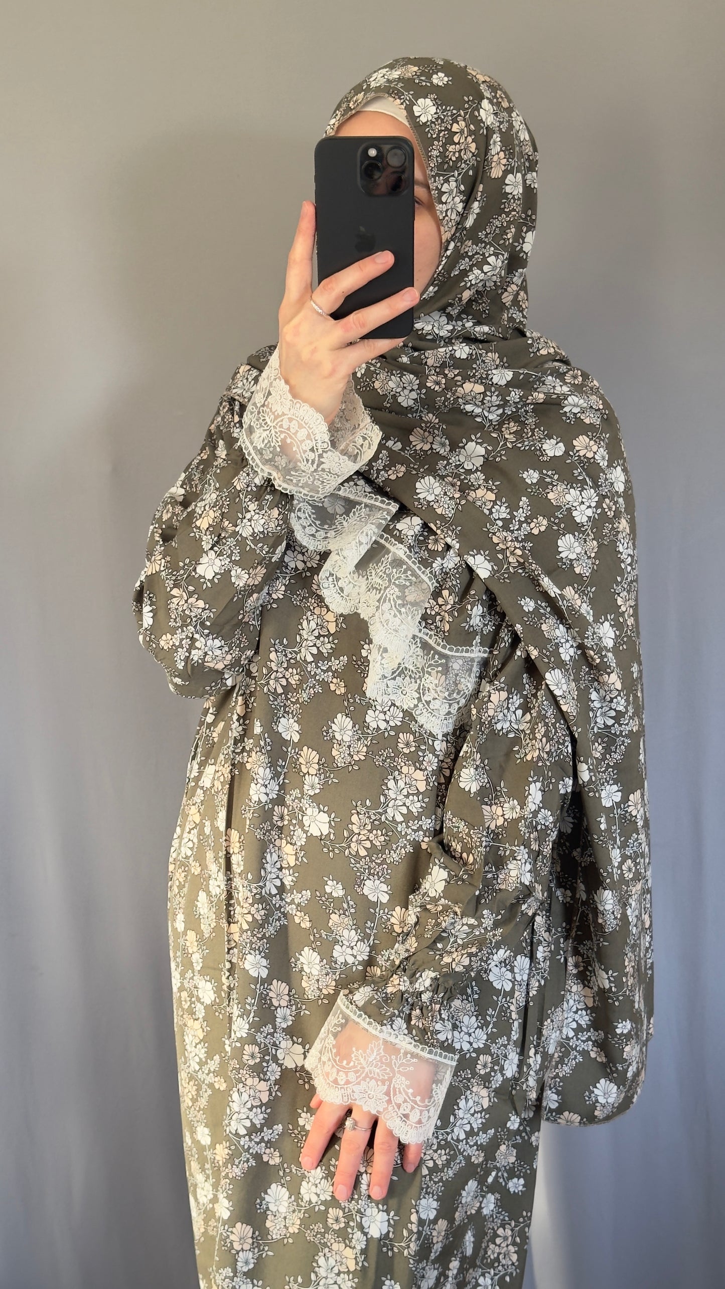 Olive Green Cotton Prayer Dress, Prayer clothes for women, Islamic Prayer dress, Prayer Outfit, Prayer Set, Prayer Hijab, Salah dress, Islamic Gift, Muslim clothing, Prayer abaya