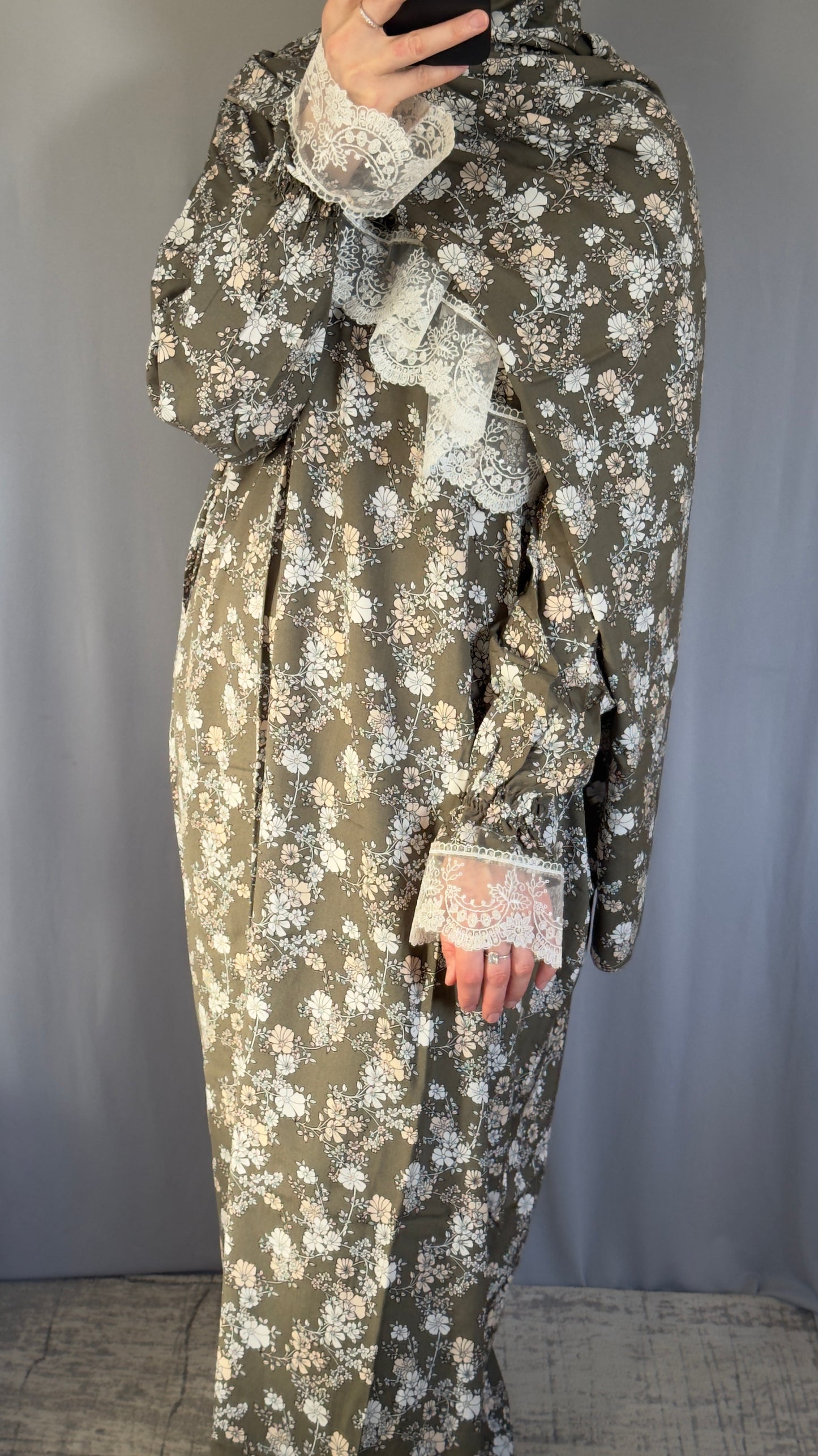 Olive Green Cotton Prayer Dress, Prayer clothes for women, Islamic Prayer dress, Prayer Outfit, Prayer Set, Prayer Hijab, Salah dress, Islamic Gift, Muslim clothing, Prayer abaya