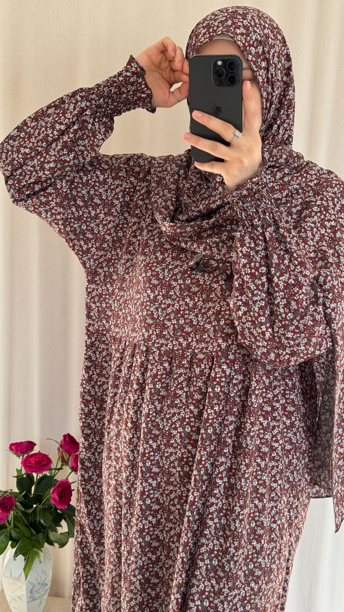 Brown Cotton Prayer Dress - with gathers under chest (Copy)