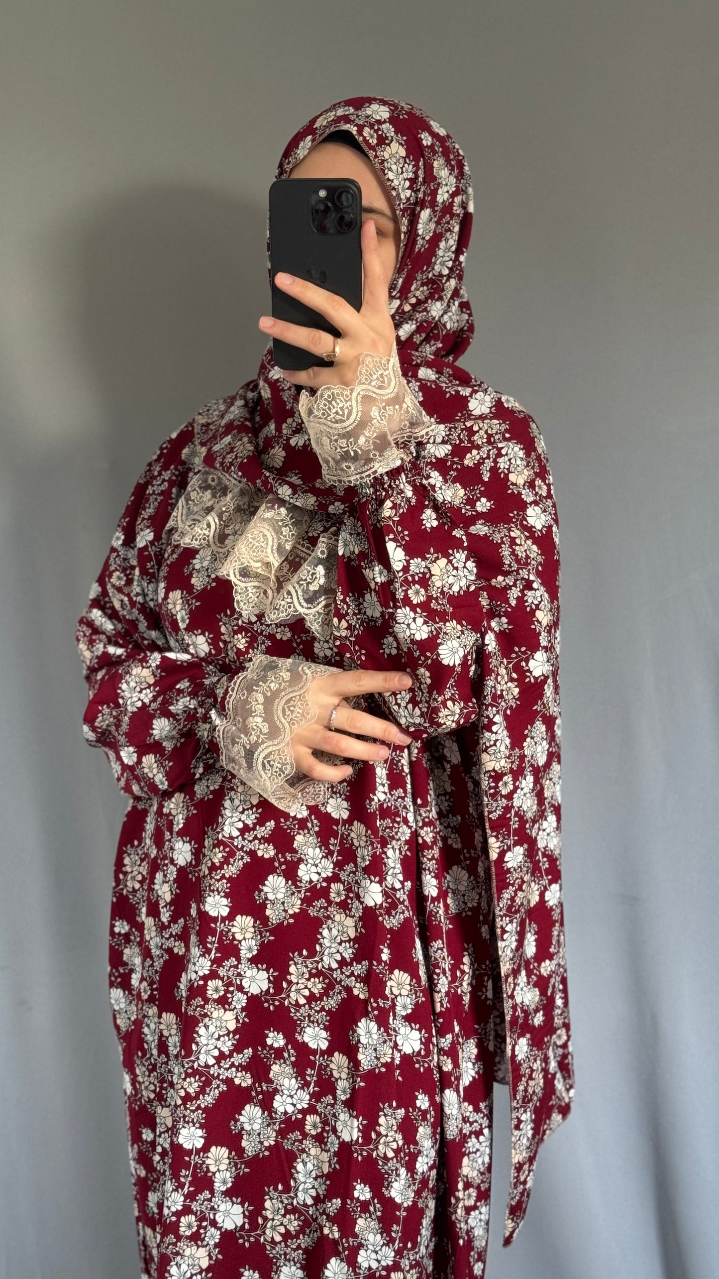 Burgundy Cotton Prayer Dress, Prayer clothes for women, Islamic Prayer dress, Prayer Outfit, Prayer Set, Prayer Hijab, Salah dress, Islamic Gift, Muslim clothing, Prayer abaya
