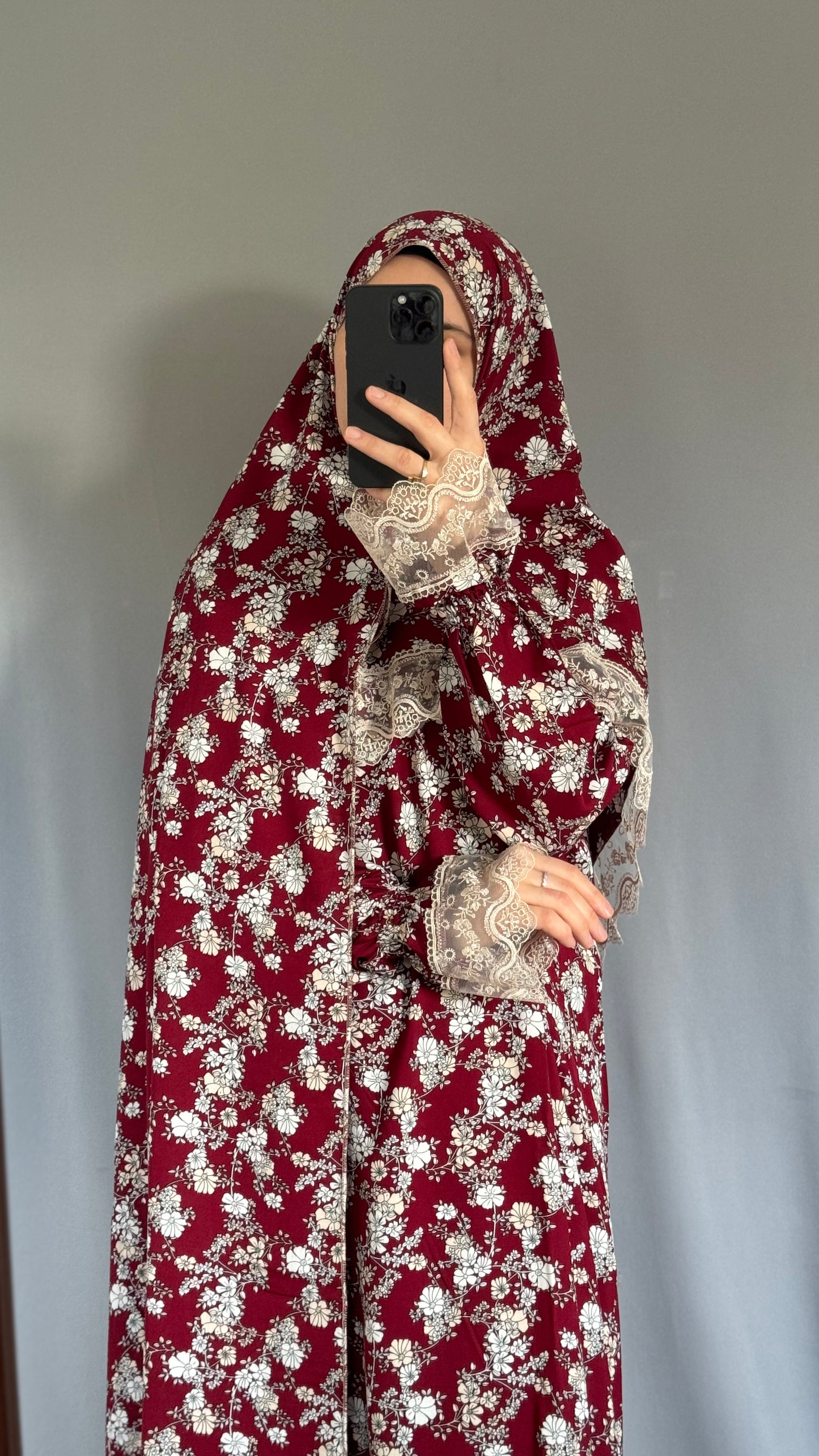 Burgundy Cotton Prayer Dress, Prayer clothes for women, Islamic Prayer dress, Prayer Outfit, Prayer Set, Prayer Hijab, Salah dress, Islamic Gift, Muslim clothing, Prayer abaya