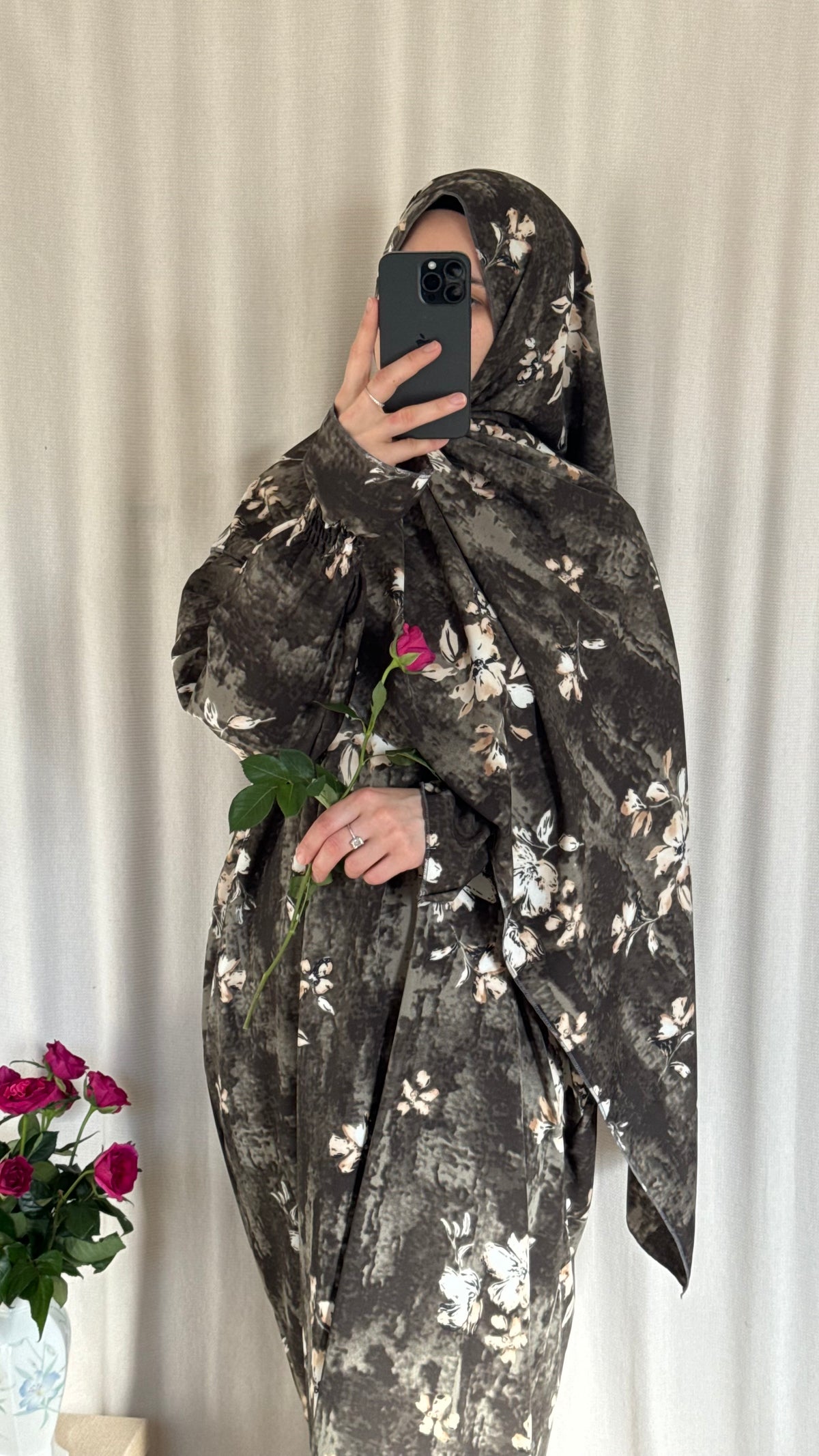 Grey Prayer Dress with Attached and Separate Hijab | Full Coverage Salah Dress for Namaz |
Salah Dress in 3 width Size | Lightweight Prayer Abaya