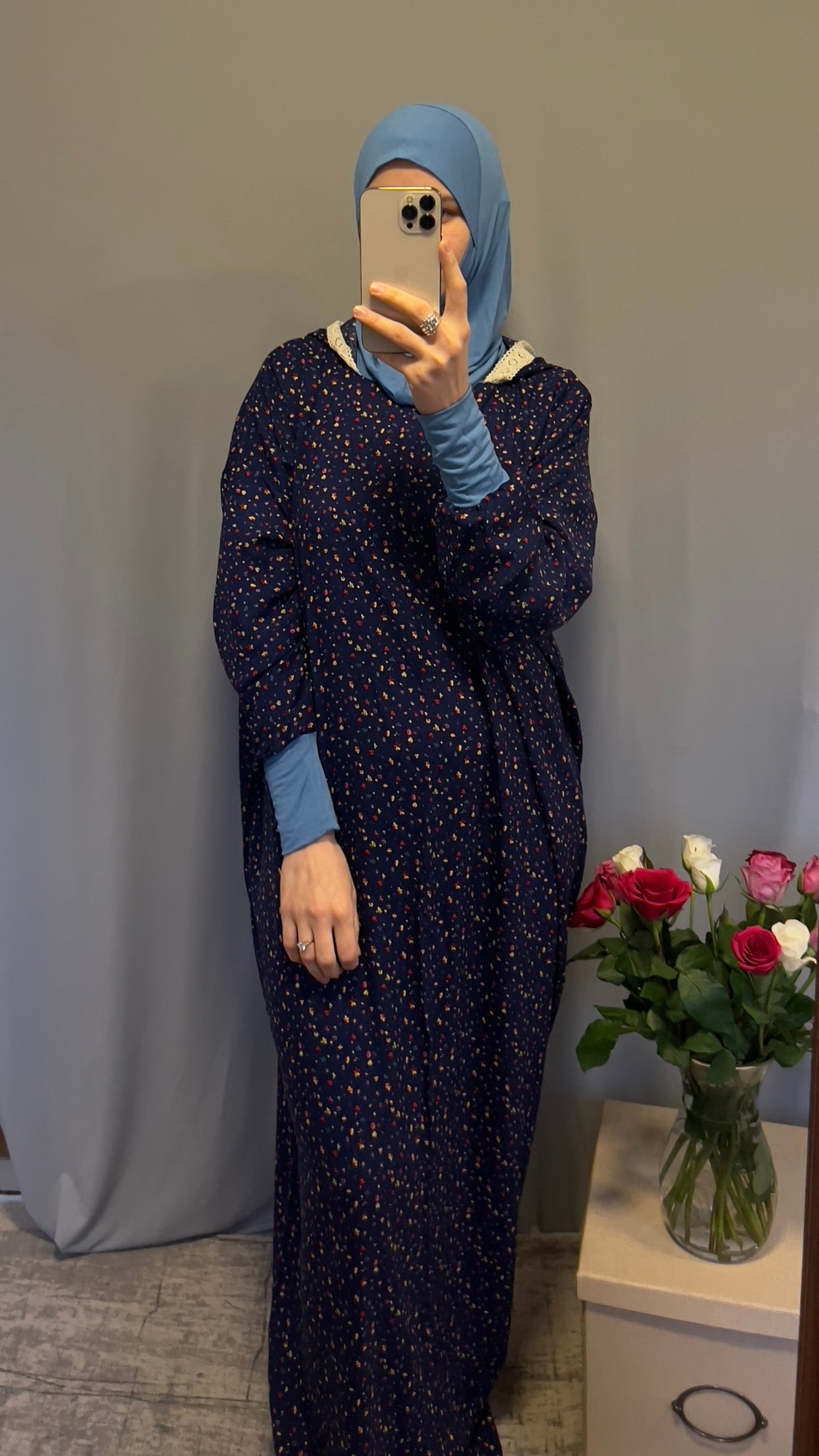 Blue Prayer Dress, Prayer clothing, Muslim Woman Prayer dress, Prayer Abaya, Prayer Jilbab, Eid Gift, Hooded Prayer Dress, Ramadan Dress