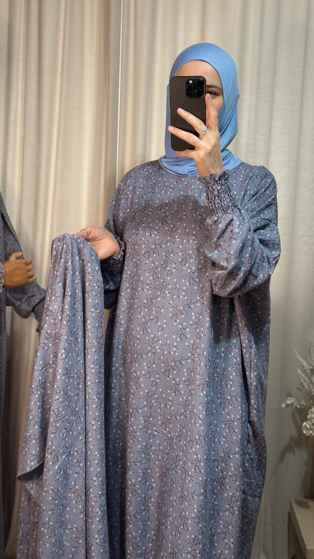 Light Blue One Piece Prayer dress with Built In Jersey Bonnet, Prayer Abaya with integrated Hijab, Salah dress, Prayer set, Prayer outfit,Prayer clothes for women, Islamic Prayer dress, Ramadan Abaya