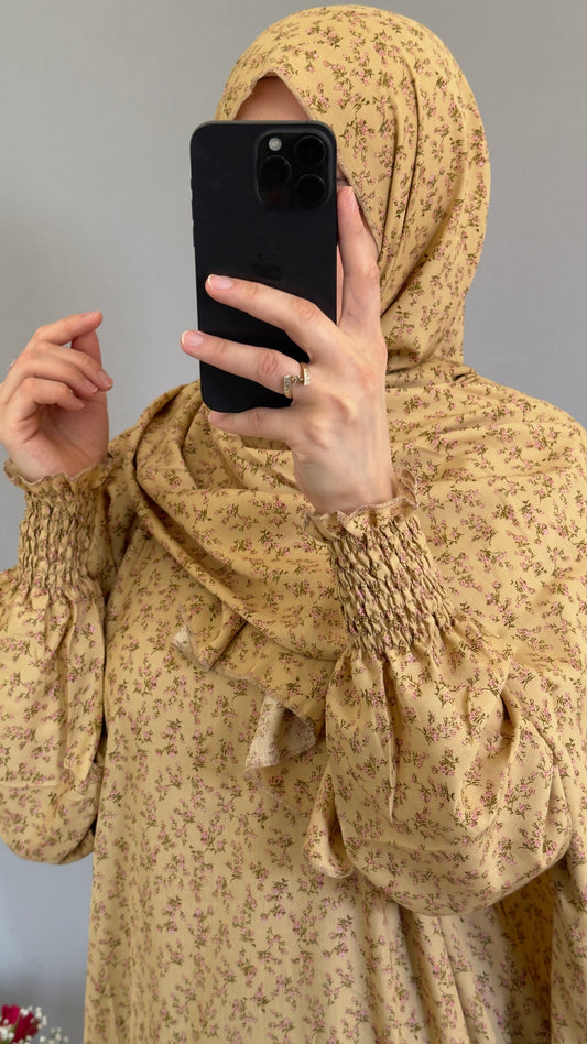 Beige Cotton Prayer Dress, Prayer clothes for women, Islamic Prayer dress, Prayer Outfit, Prayer Set, Prayer Hijab, Salah dress, Islamic Gift, Muslim clothing, Prayer abaya